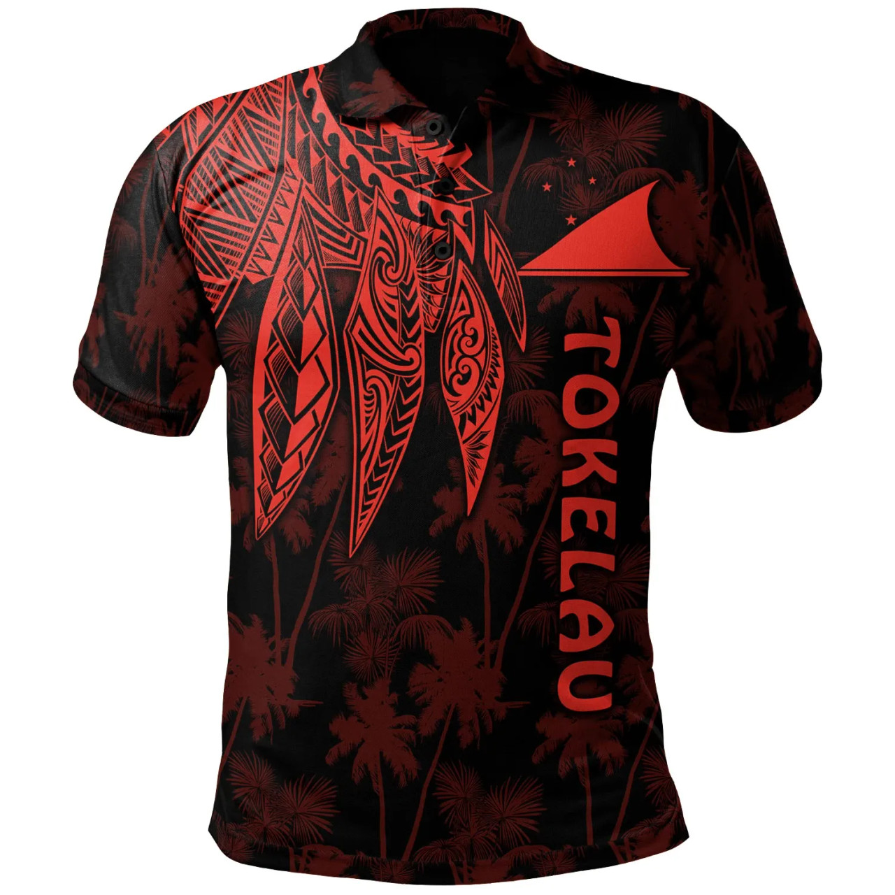 Tokelau Polynesian Polo - Polynesian Wings (Red) 1