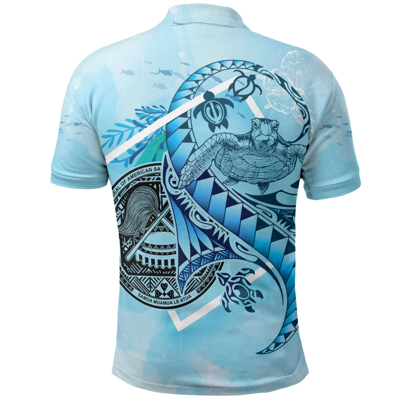 American Samoa Shirt Polo - Polynesian Turtle Under The Sea 2