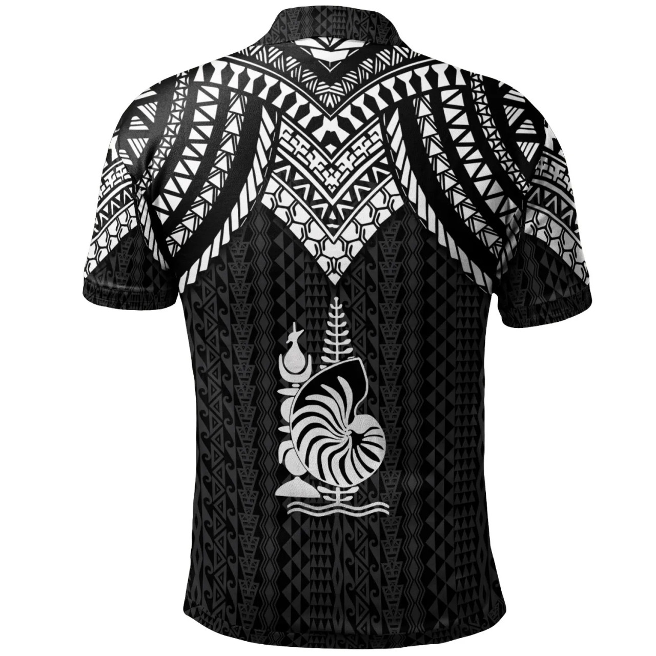 New Caledonia Polo Shirt - Polynesian Armor Style Black 2