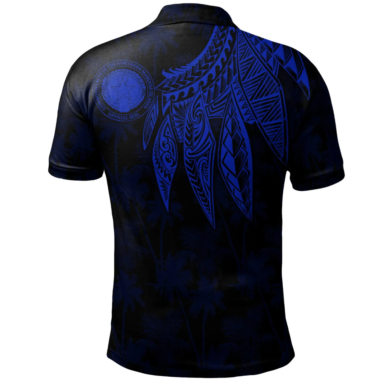 Northern Mariana Islands Polynesian Polo Shirt - Polynesian Wings Blue 2