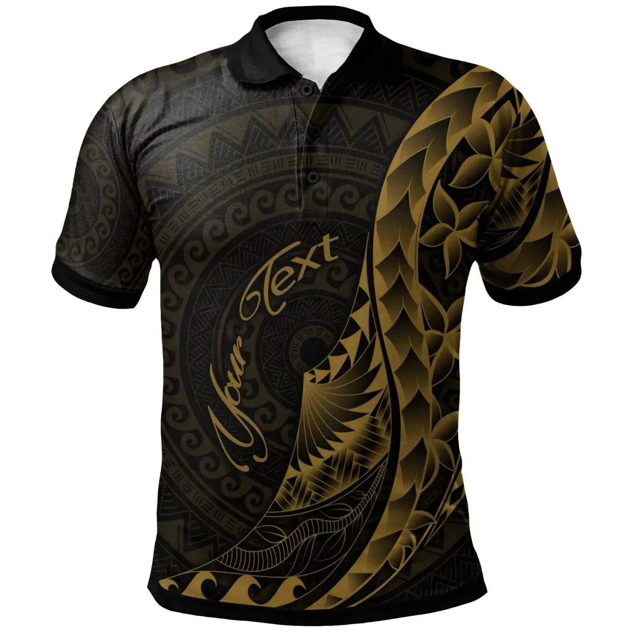 American Samoa Polo Shirt - Custom Personalised Polynesian Pattern Style Gold Color 1