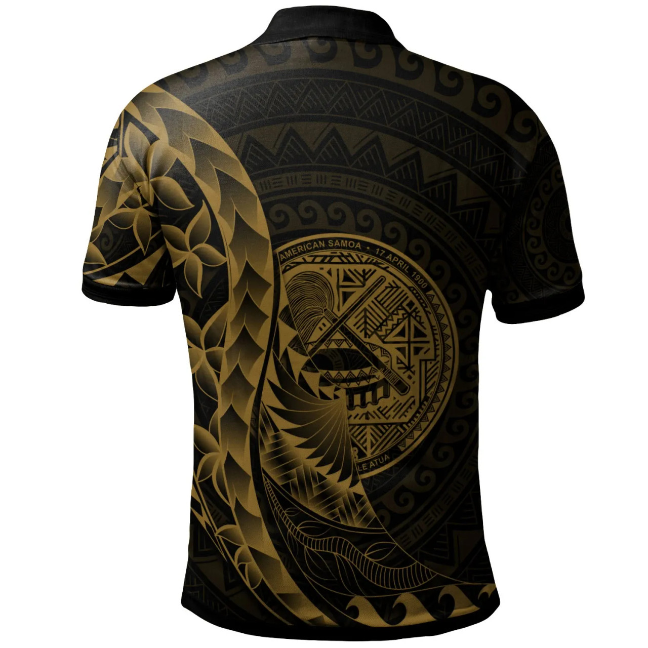 American Samoa Polo Shirt - Custom Personalised Polynesian Pattern Style Gold Color 2