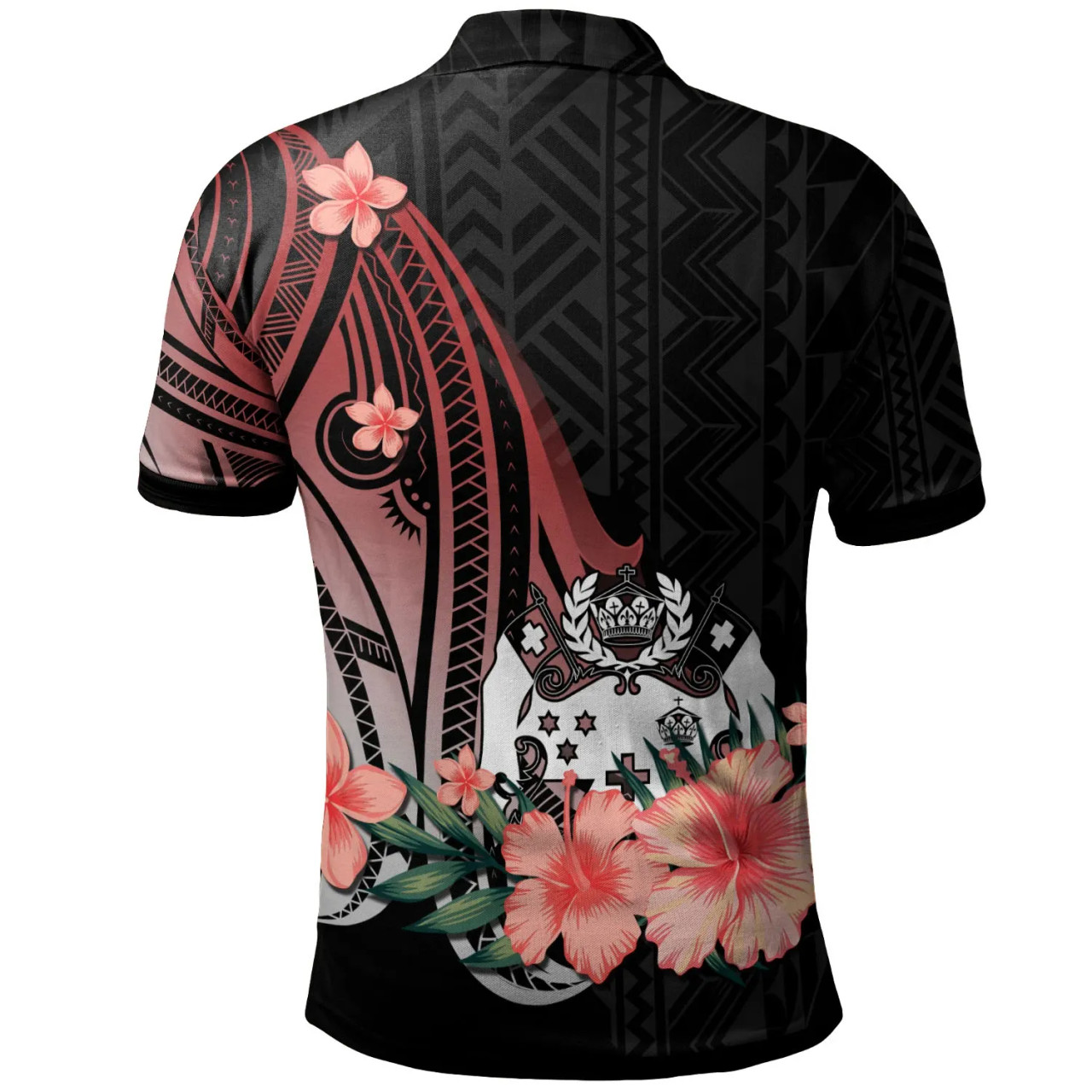 Tonga Personalised Custom Polo Shirt - Red Polynesian Hibiscus Pattern Style 2