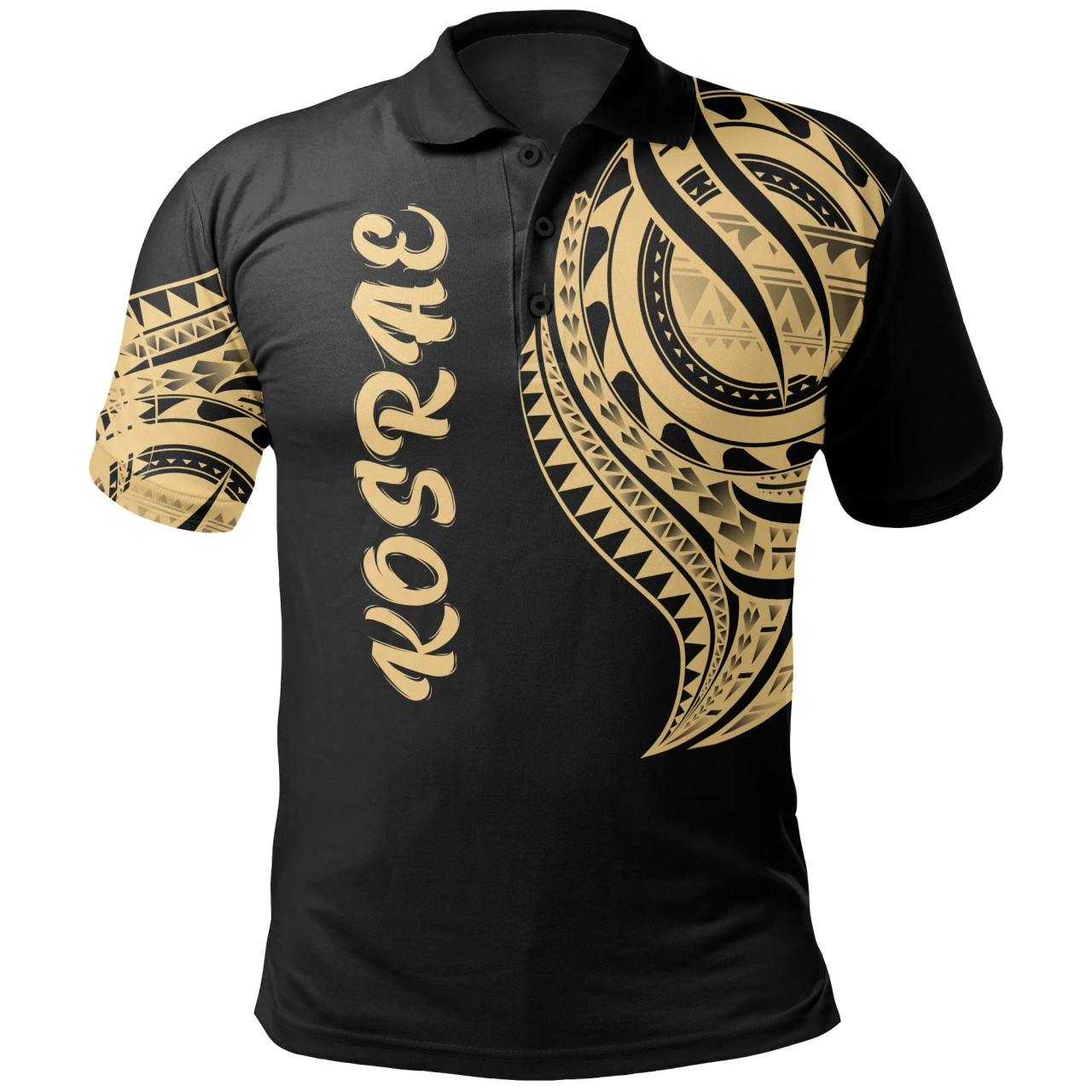 Kosrae State Polo Shirt - Kosrae State Tatau Gold Patterns 1