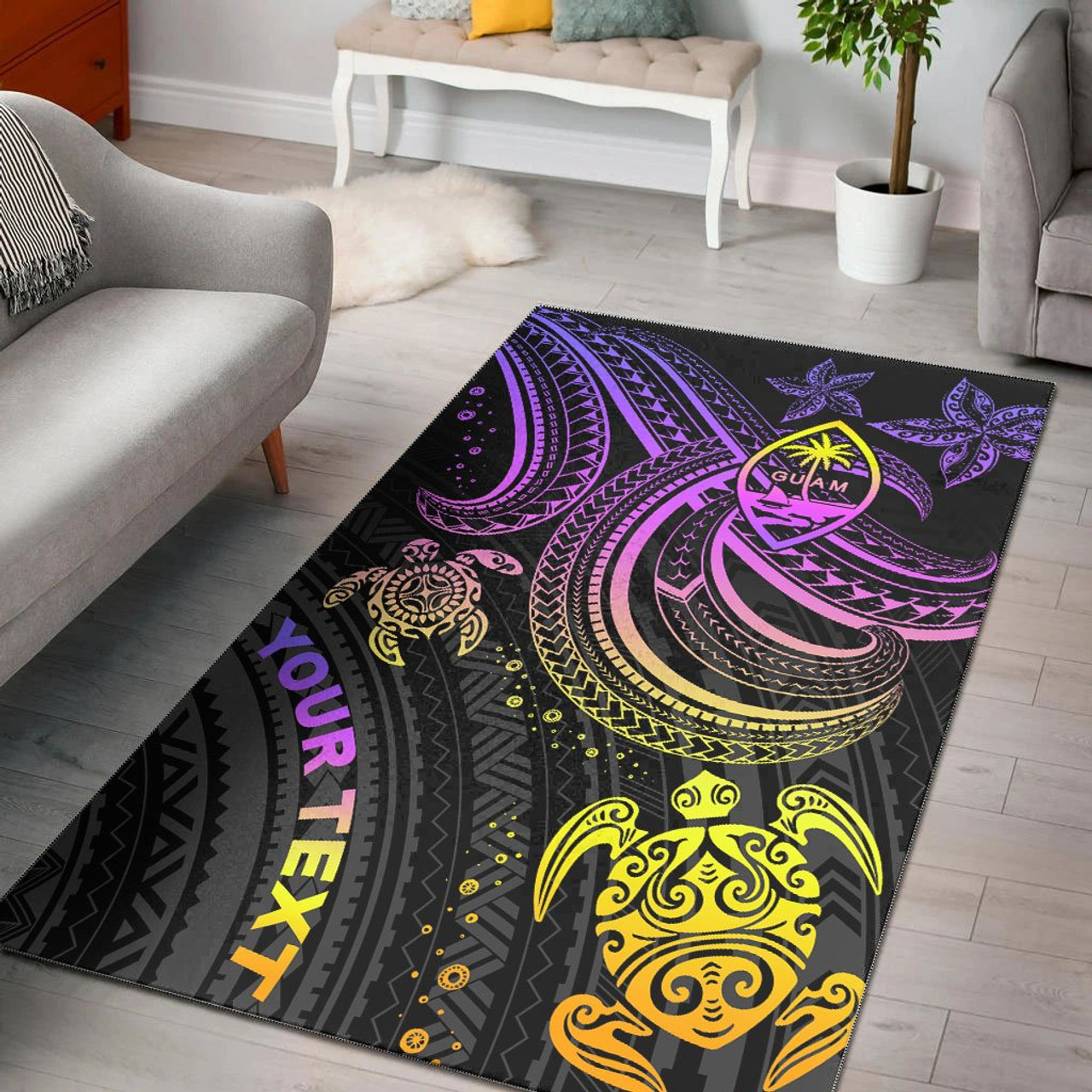 Guam Custom Personalised Area Rug - Pink Turtle Polynesian 1