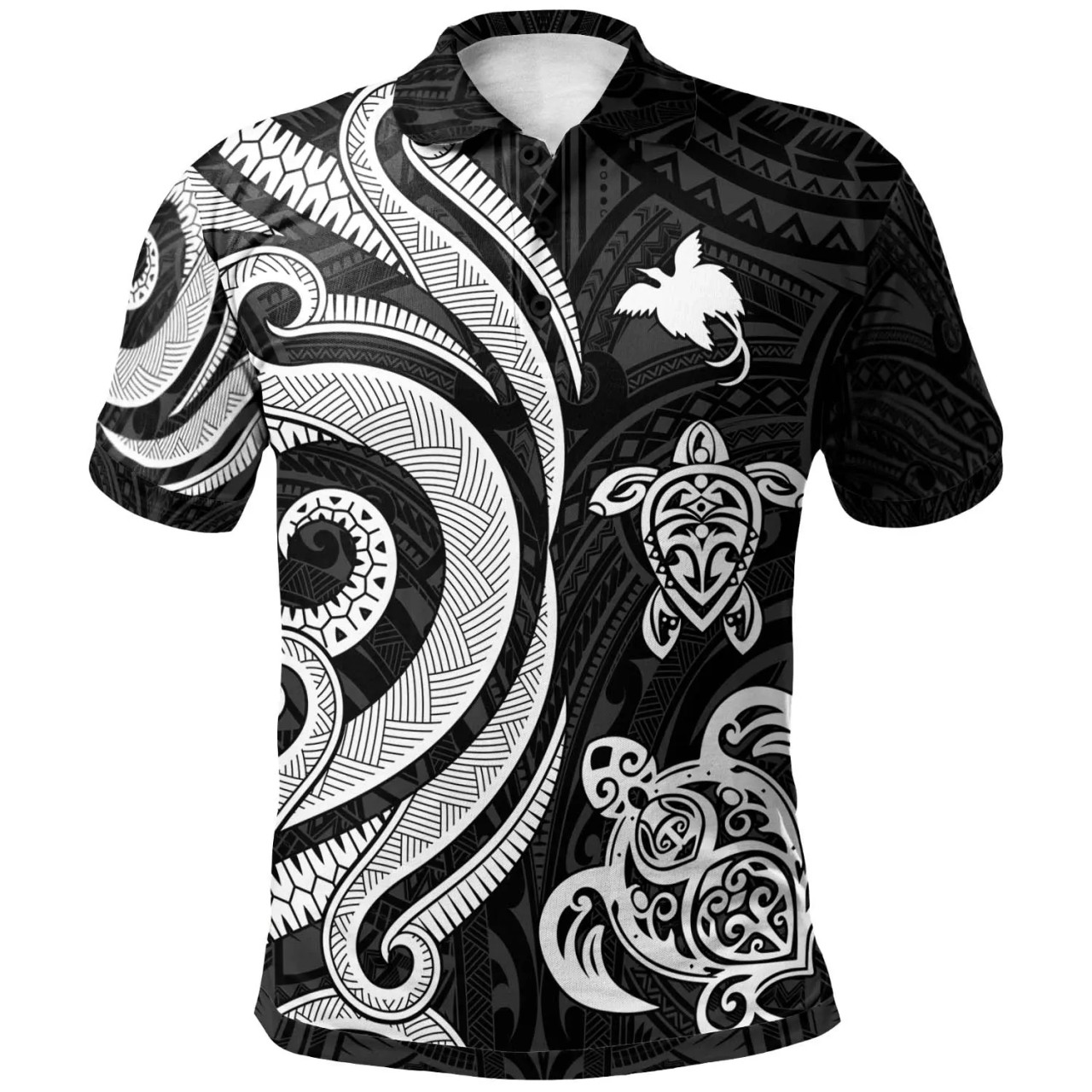 Papua New Guinea Polo Shirt - White Tentacle Turtle 1