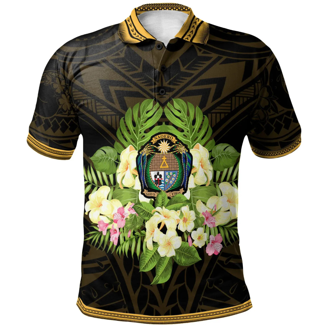 Nauru Polo Shirt - Polynesian Gold Patterns Collection 1