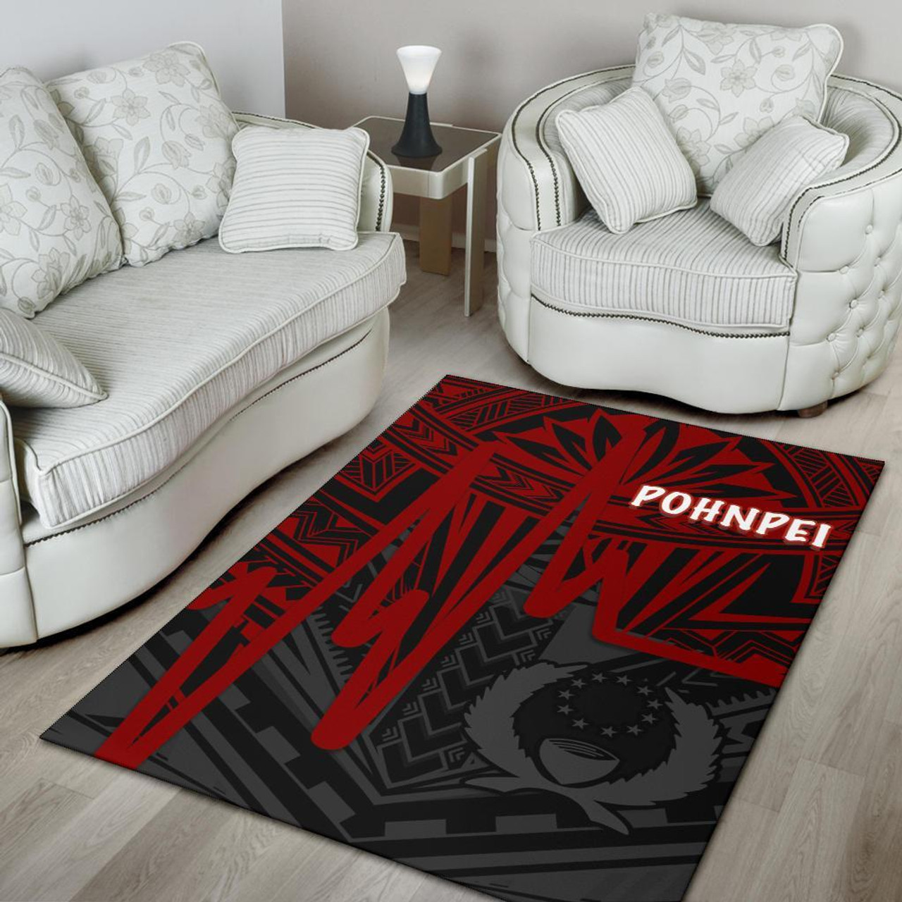 Pohnpei Area Rug - Pohnpei Seal In Heartbeat Patterns Style (Red) Polynesian 4