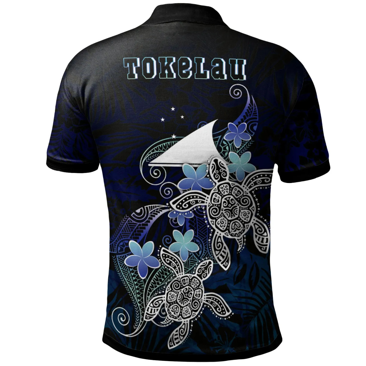 Tokelau Polynesian Polo Shirt - Blue Turtle Couple 2