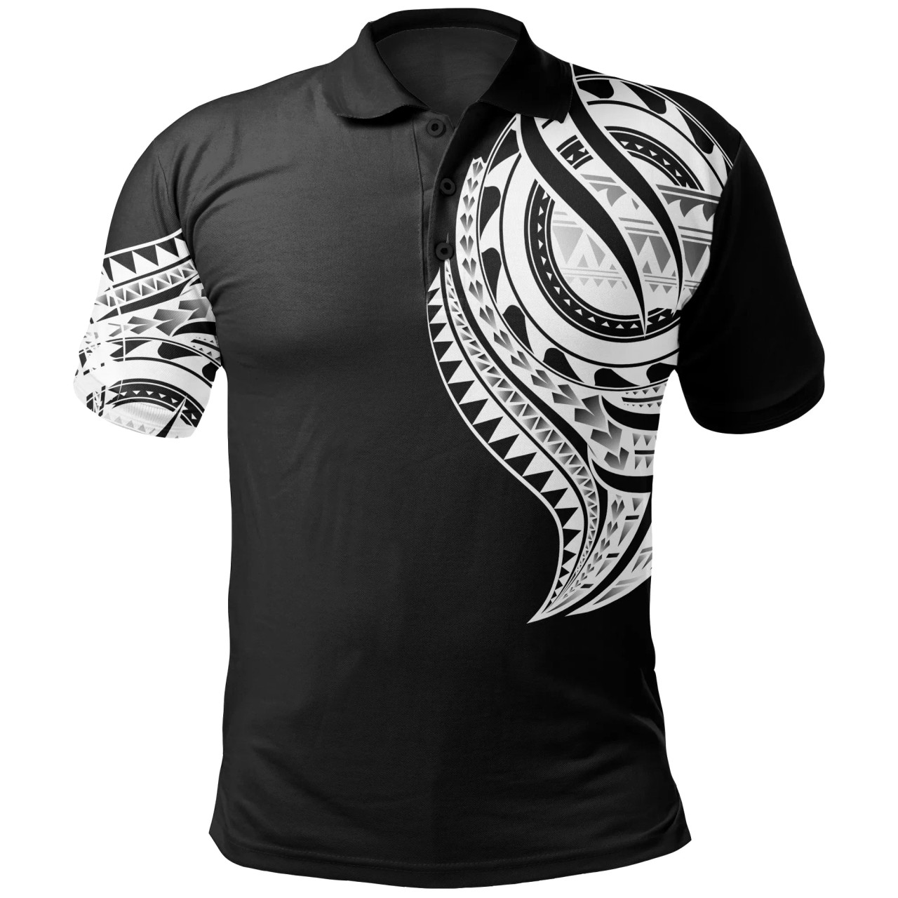 Yap State Polo Shirt - Yap State Tatau White Patterns With Coat Of Arms 1