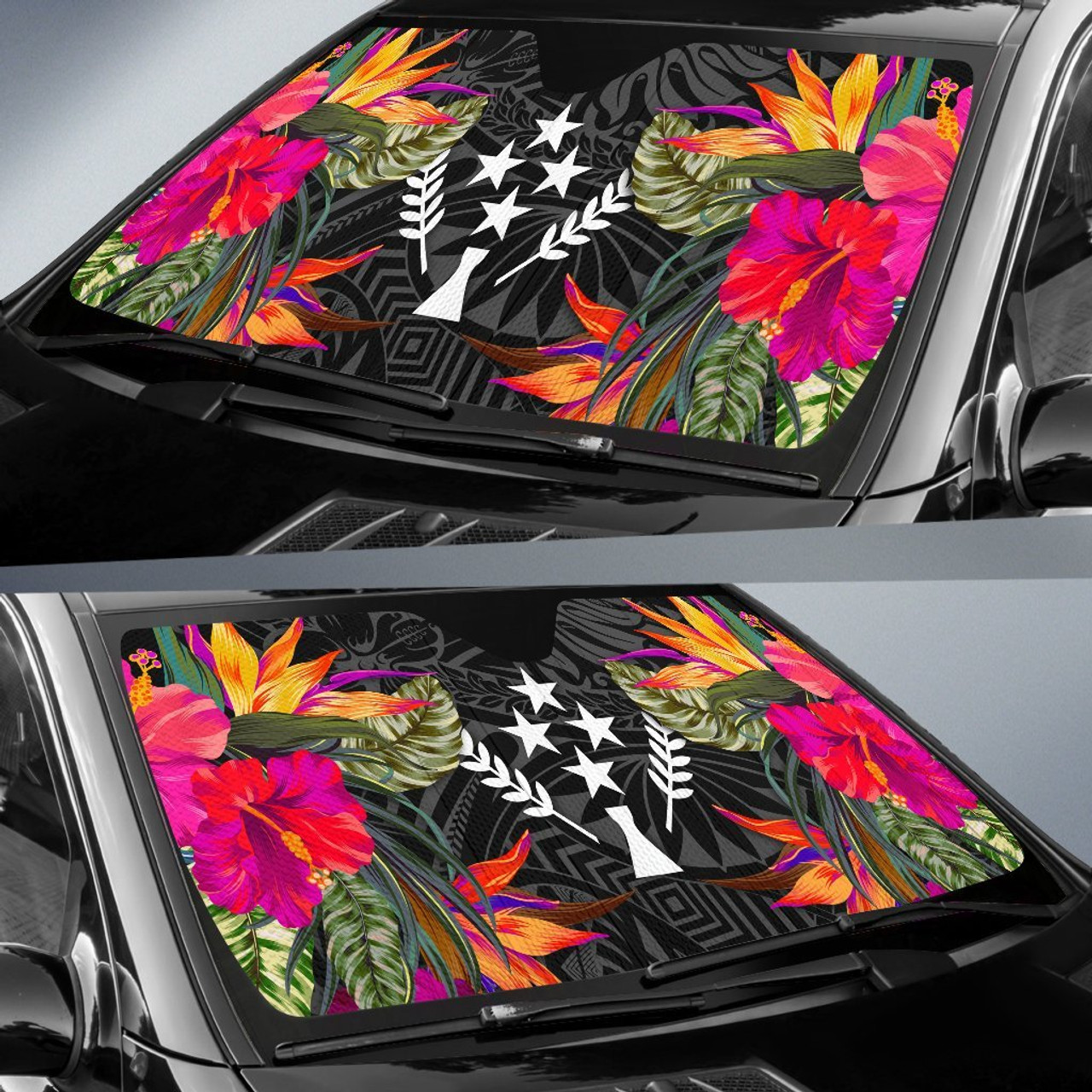 Kosrae Auto Sun Shades - Hibiscus Pattern