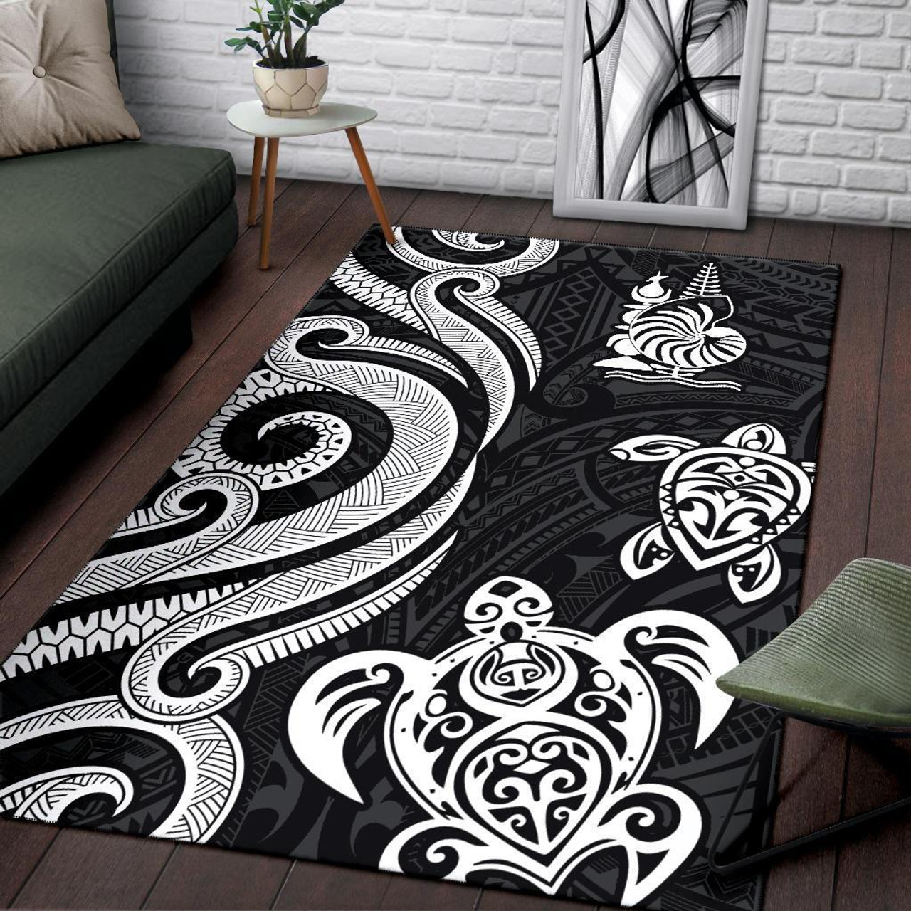 New Caledonia Area Rug - White Tentacle Turtle Polynesian 3