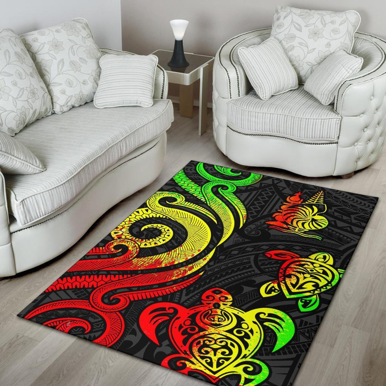 New Caledonia Area Rug - Reggae Tentacle Turtle Polynesian 4