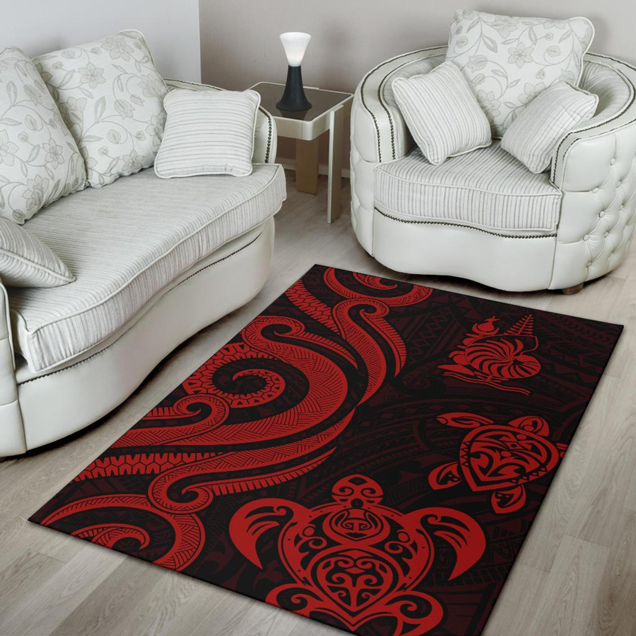 New Caledonia Area Rug - Red Tentacle Turtle Polynesian 4