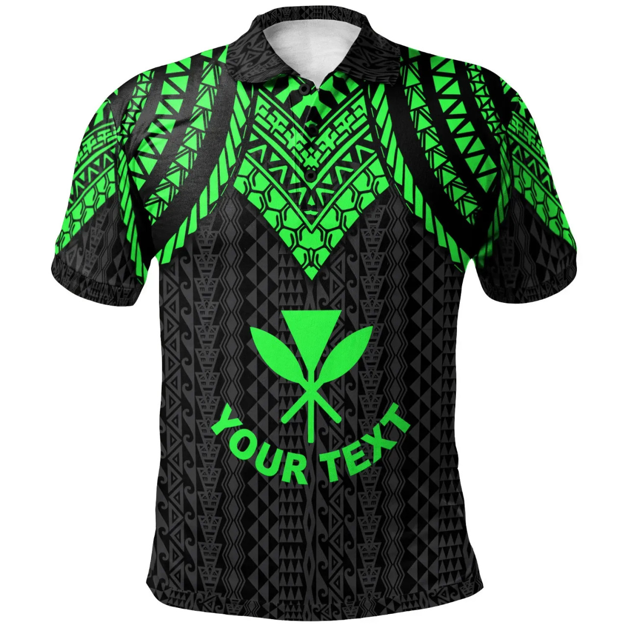Hawaii Custom Personalised Polo Shirt - Polynesian Armor Style Green 1