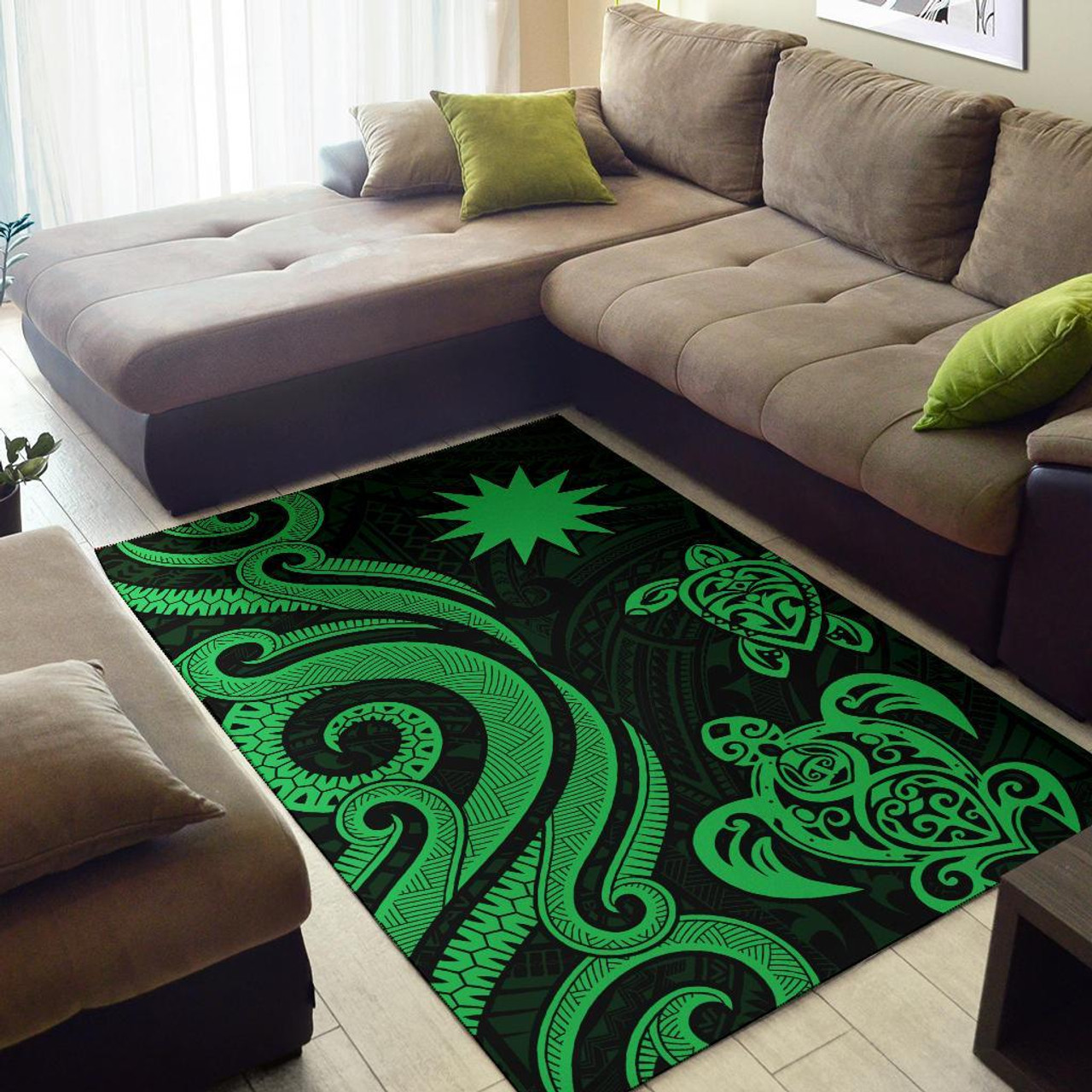 Nauru Area Rug - Green Tentacle Turtle Polynesian 2