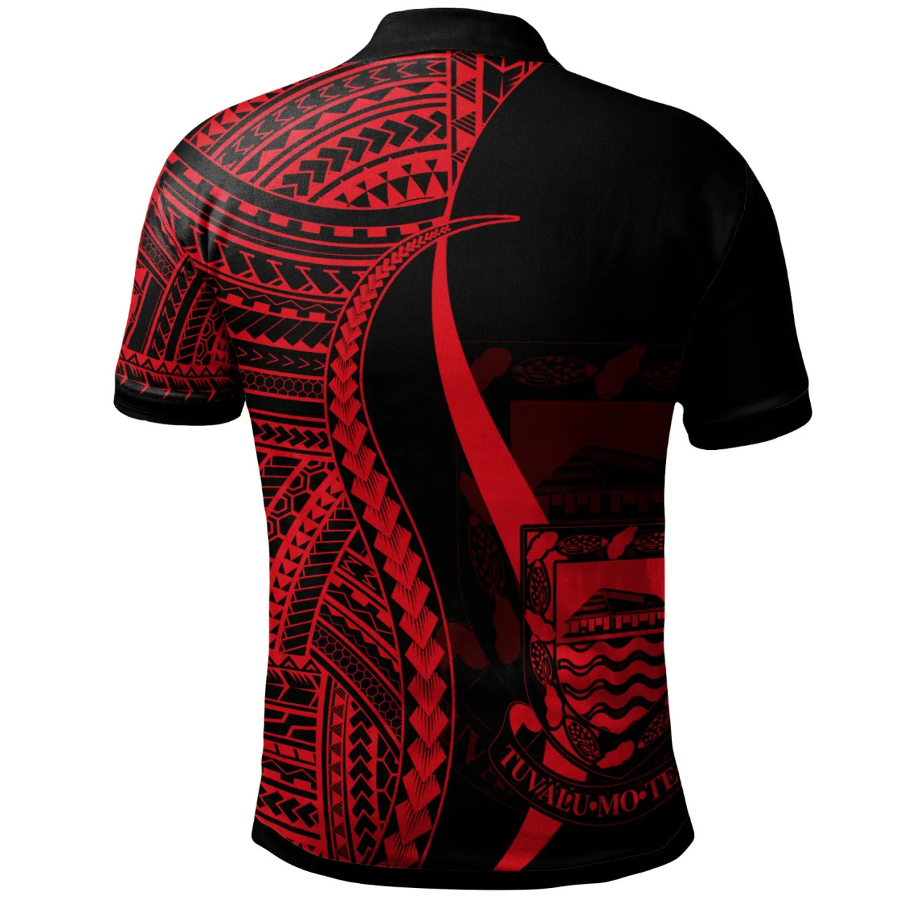 Tuvalu Polo Shirt Red - Polynesian Tentacle Tribal Pattern 2