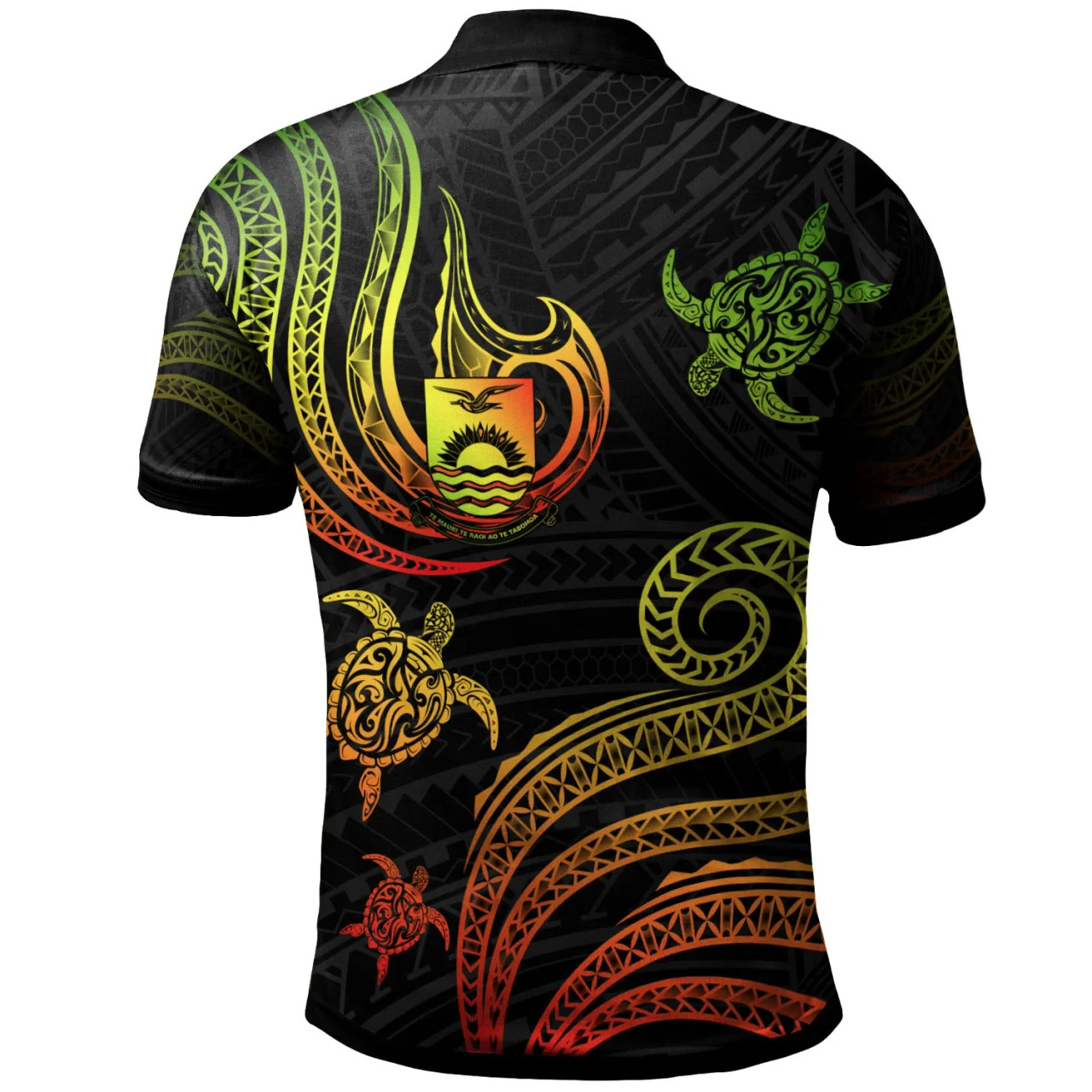 Kiribati Polo Shirt - Polynesian Turtle With Pattern Reggae 2