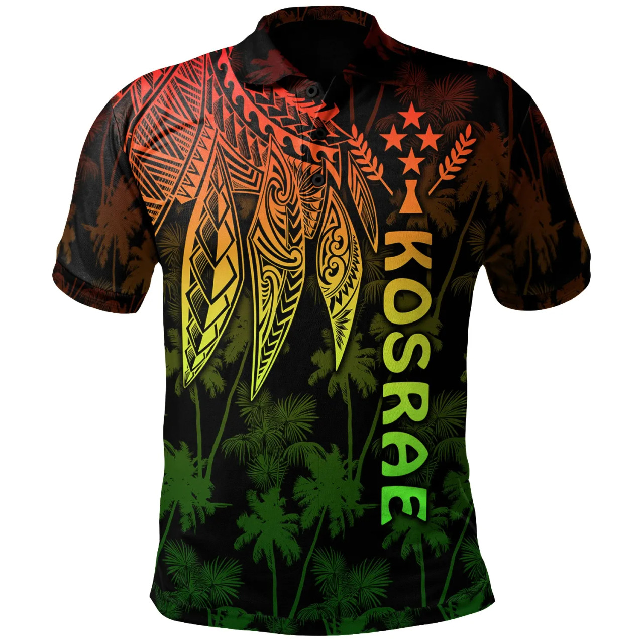 Kosrae Polo Shirt - Polynesian Wings (Reggae) 1