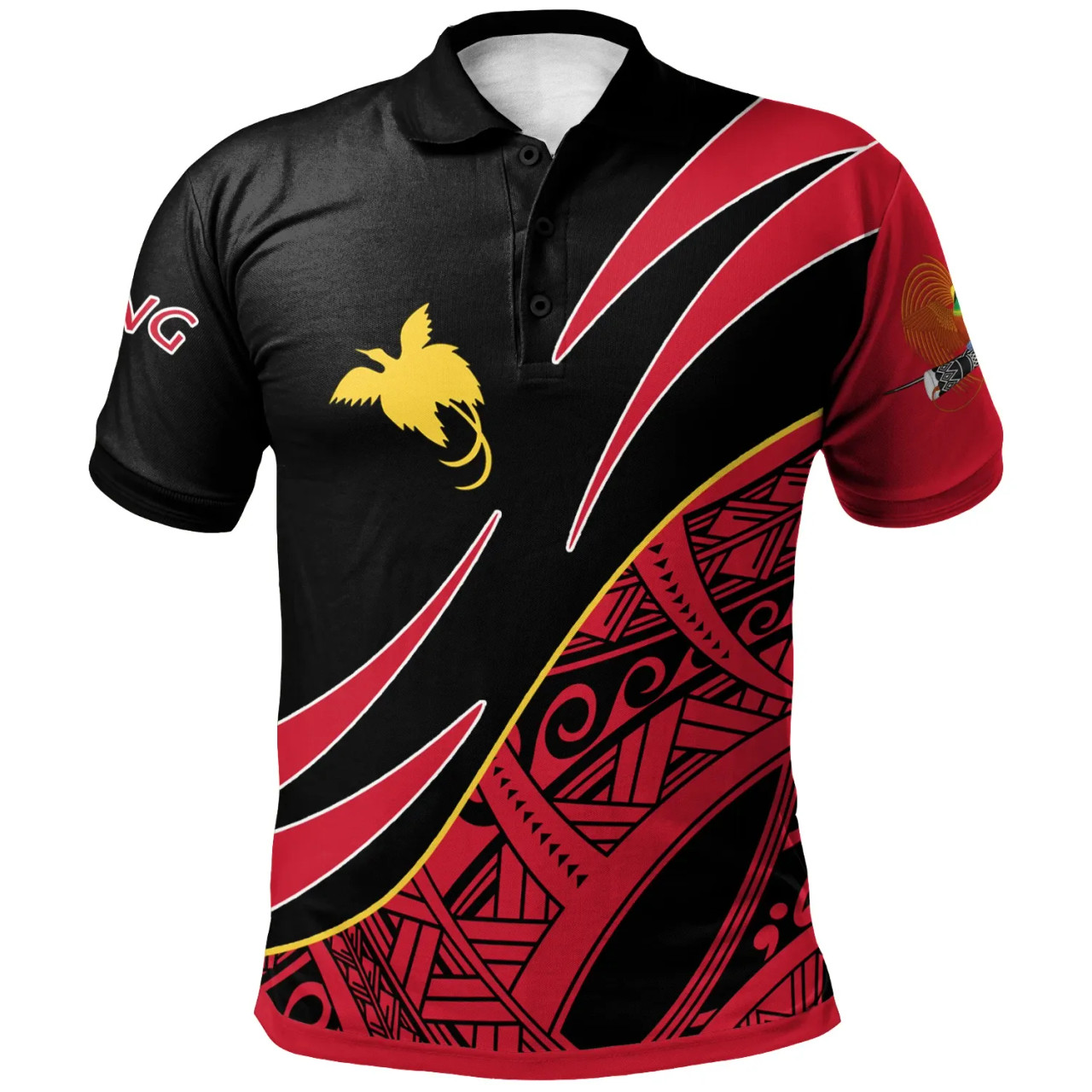 Papua New Guinea Polo Shirt - Custom Personalised Symmetrical Lines 1