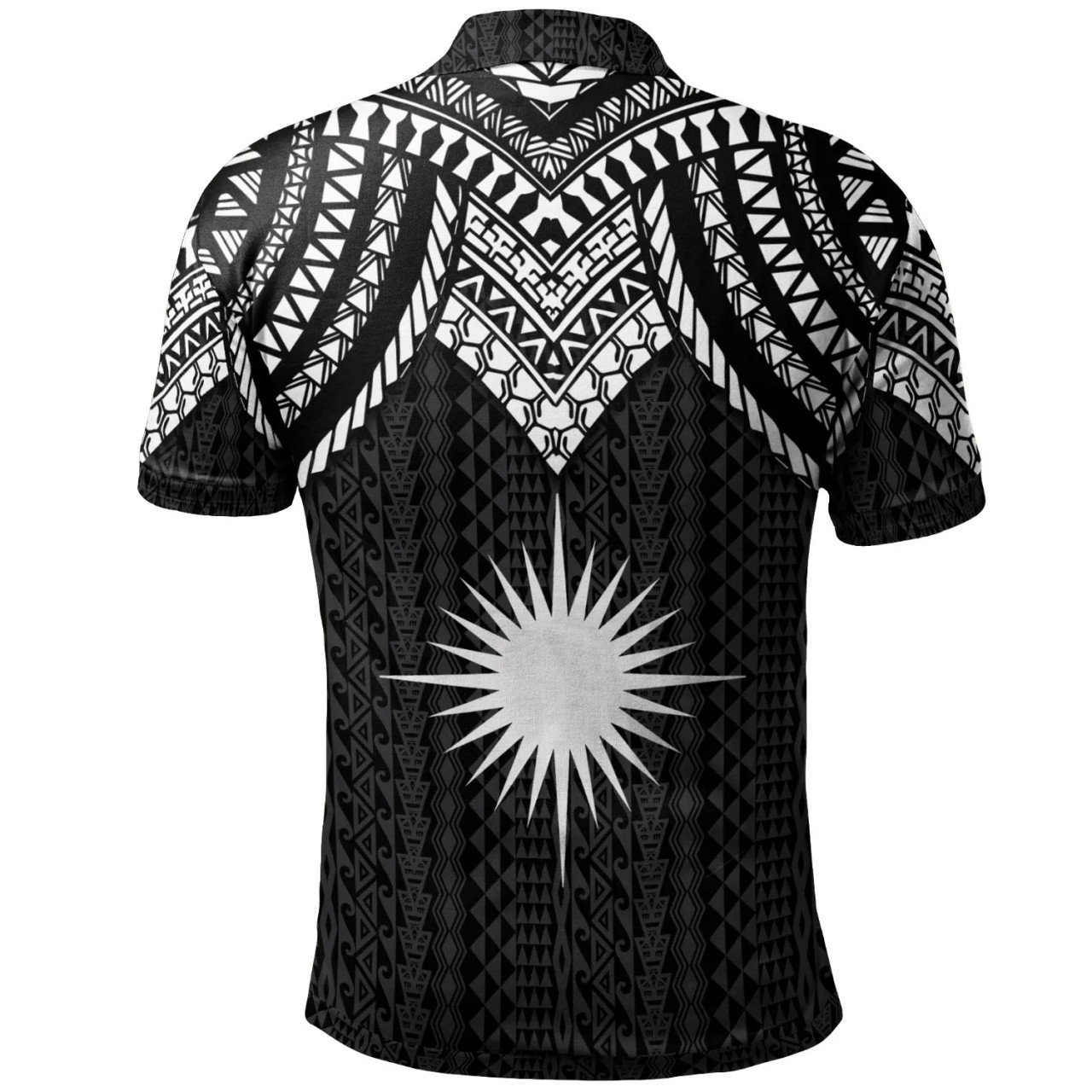 Marshall Islands Custom Personalised Polo Shirt - Polynesian Armor Style Black 2