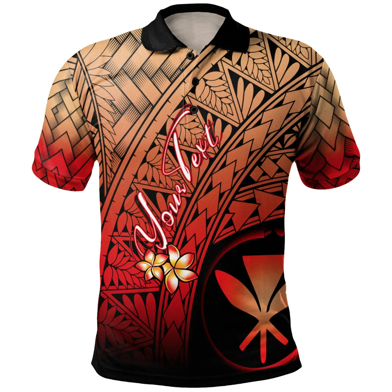 Hawaii Polynesian Custom Personalised Polo Shirt - Plumeria Tattoo Tribal 1
