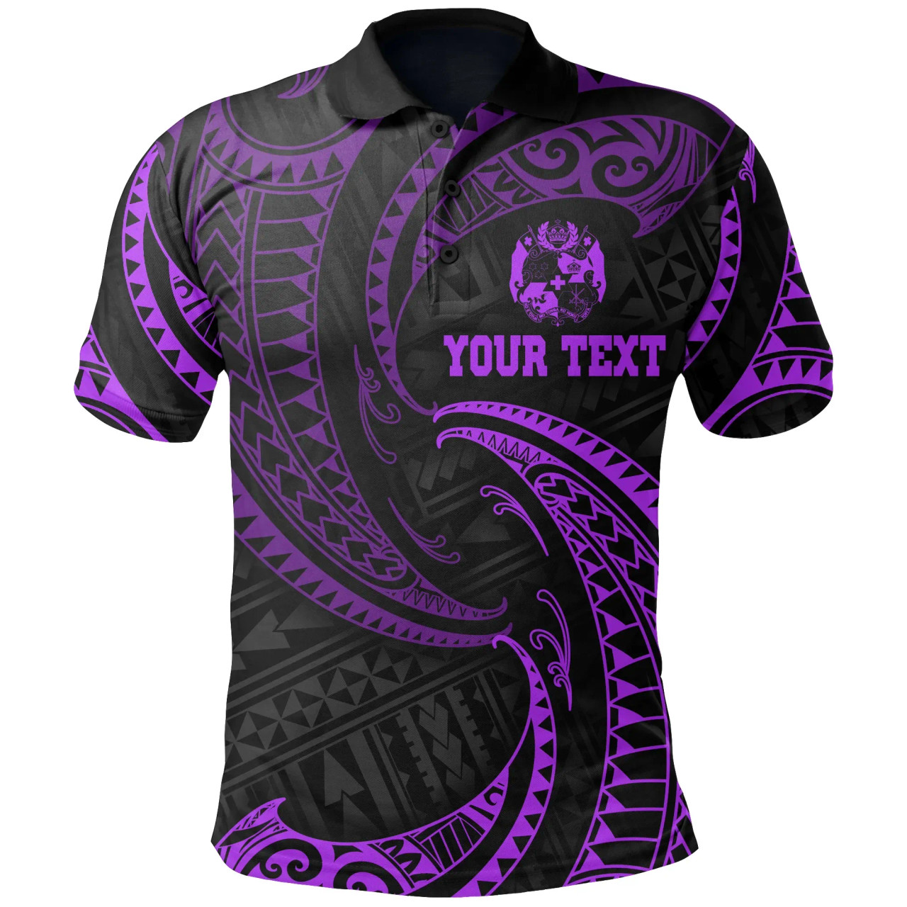Tonga Polynesian Custom Personalised Polo Shirt - Purple Tribal Wave 1