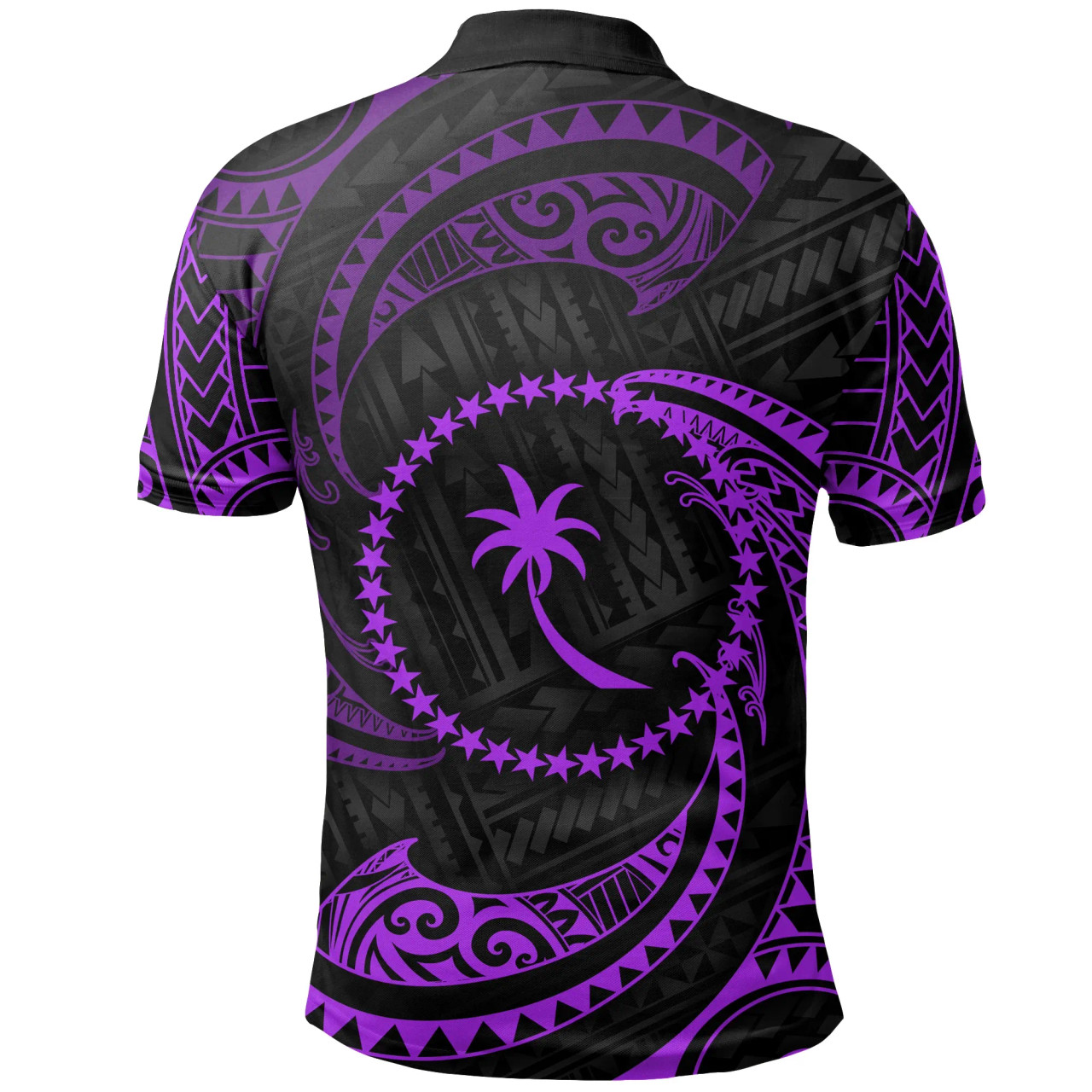 Chuuk Micronesia Custom Personalised Polo Shirt - Purple Tribal Wave 2