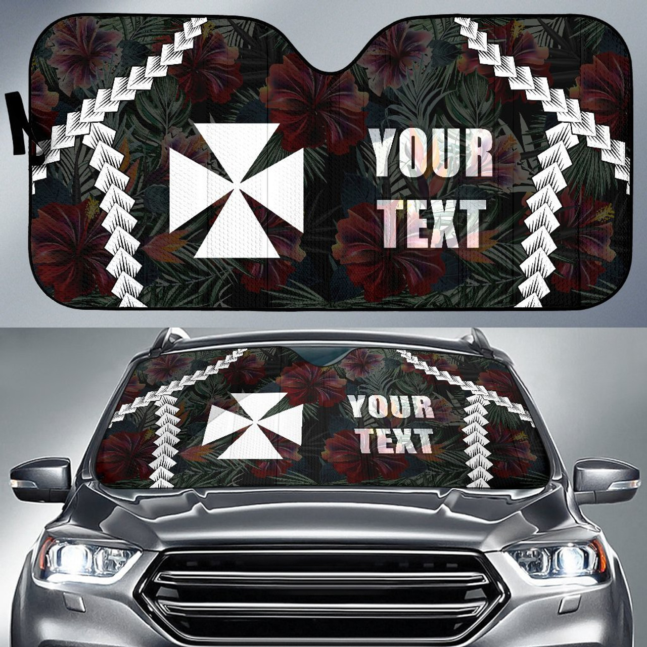 Wallis and Futuna Custom Personalised Auto Sun Shades - Chain Polynesian