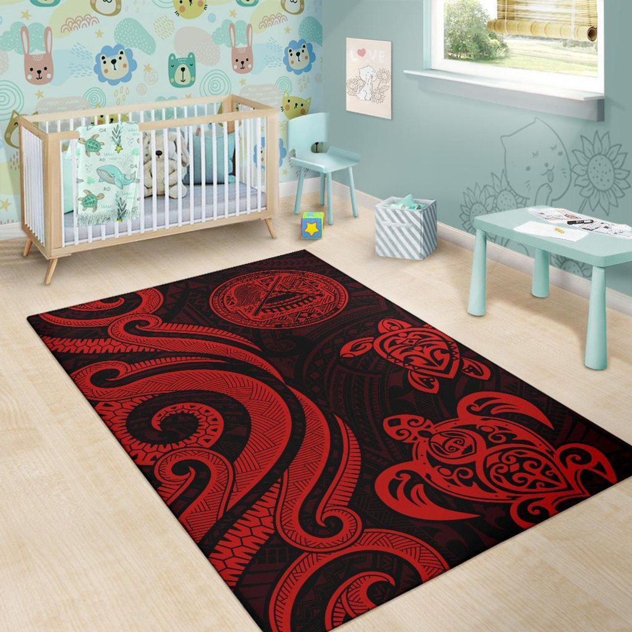 American Samoa Area Rug - Red Tentacle Turtle Polynesian 6