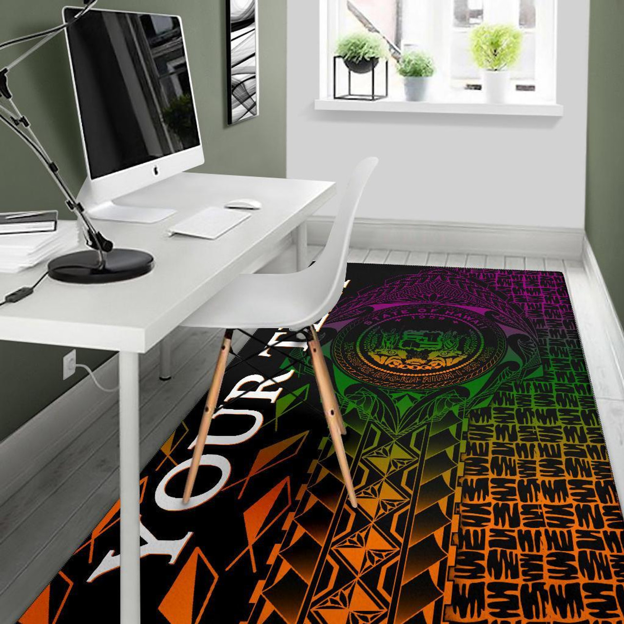 Hawaii Custom Personalised Area Rug - Hawaii Seal Rocket Style28 Polynesian 5