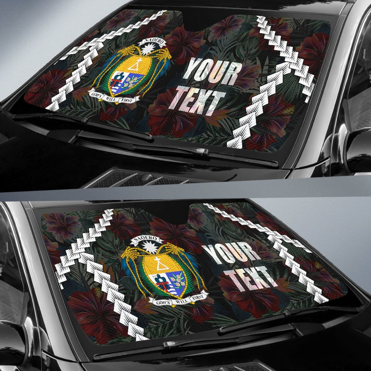 Nauru Custom Personalised Auto Sun Shades - Chain Polynesian