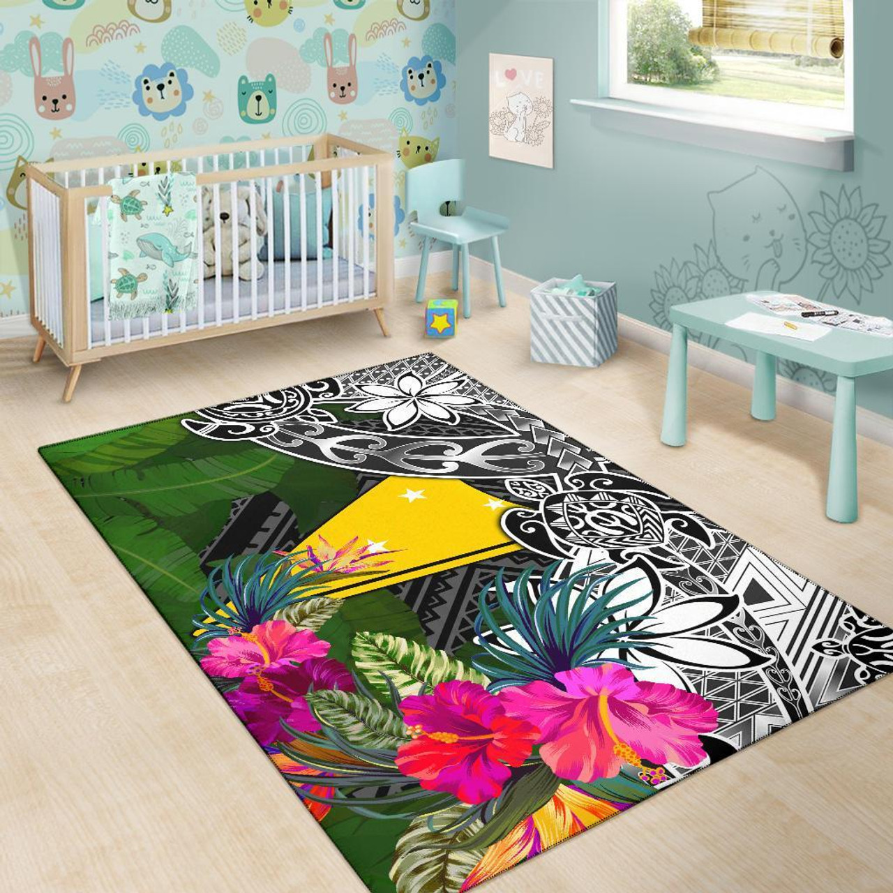 Tokelau Area Rug - Turtle Plumeria Banana Leaf Polynesian 6