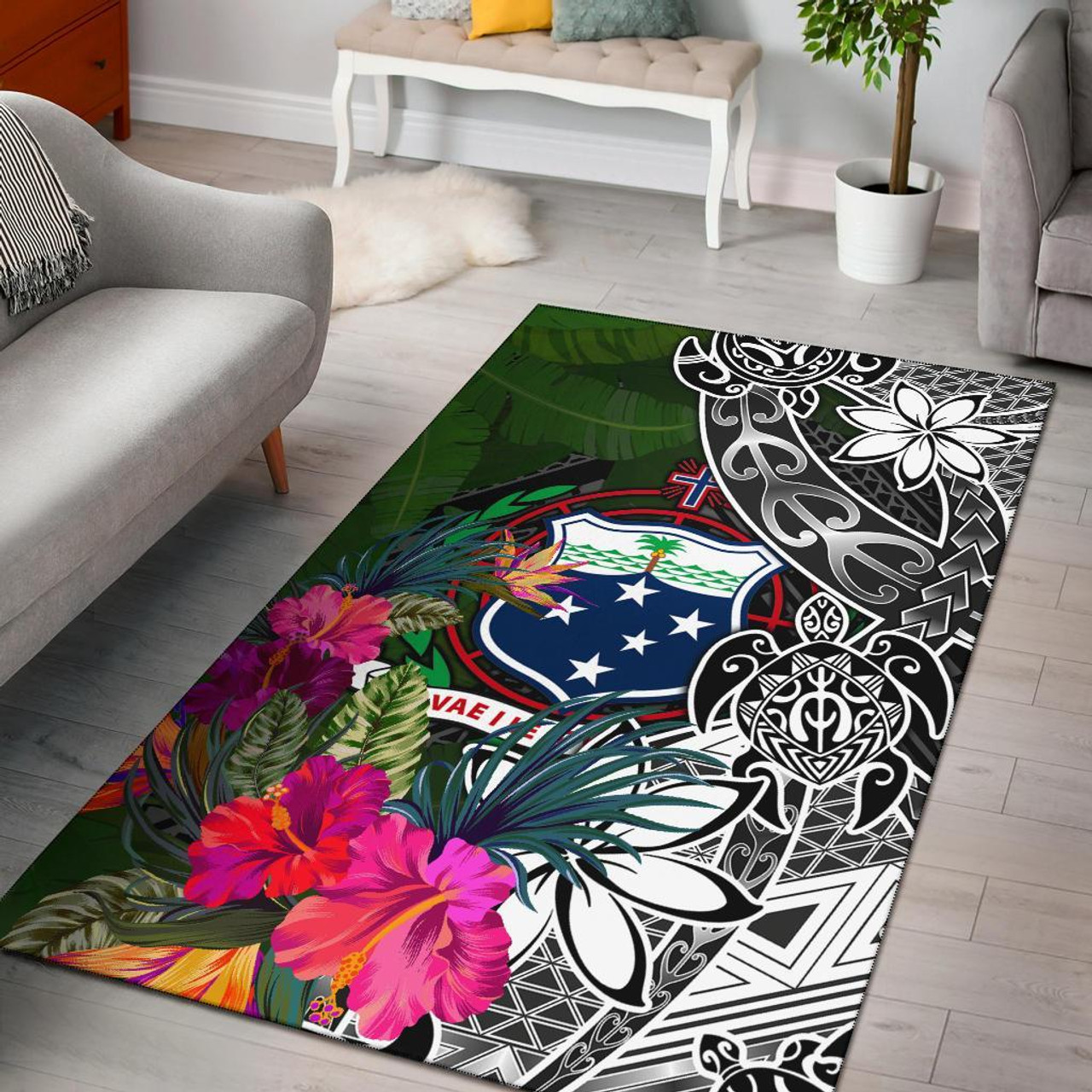 Samoa Area Rug - Turtle Plumeria Banana Leaf Polynesian 1