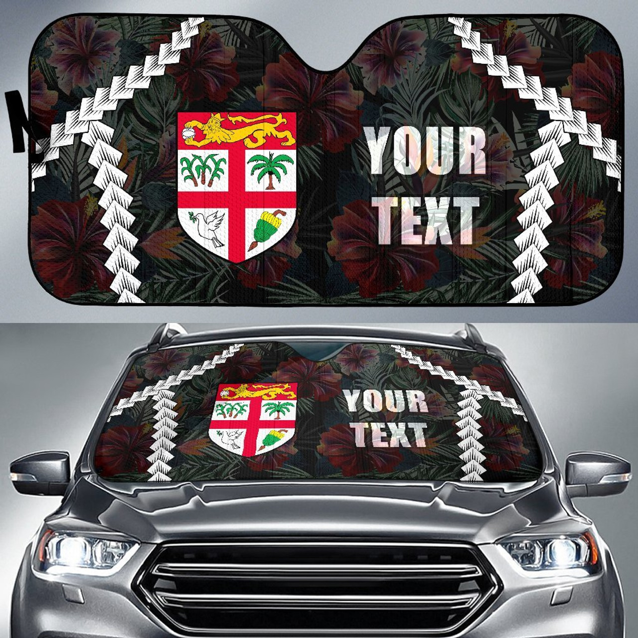 Fiji Custom Personalised Auto Sun Shades - Chain Polynesian