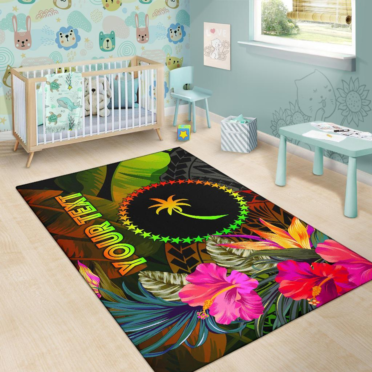 Chuuk Polynesian Personalised Area Rug - Hibiscus and Banana Leaves Polynesian 6