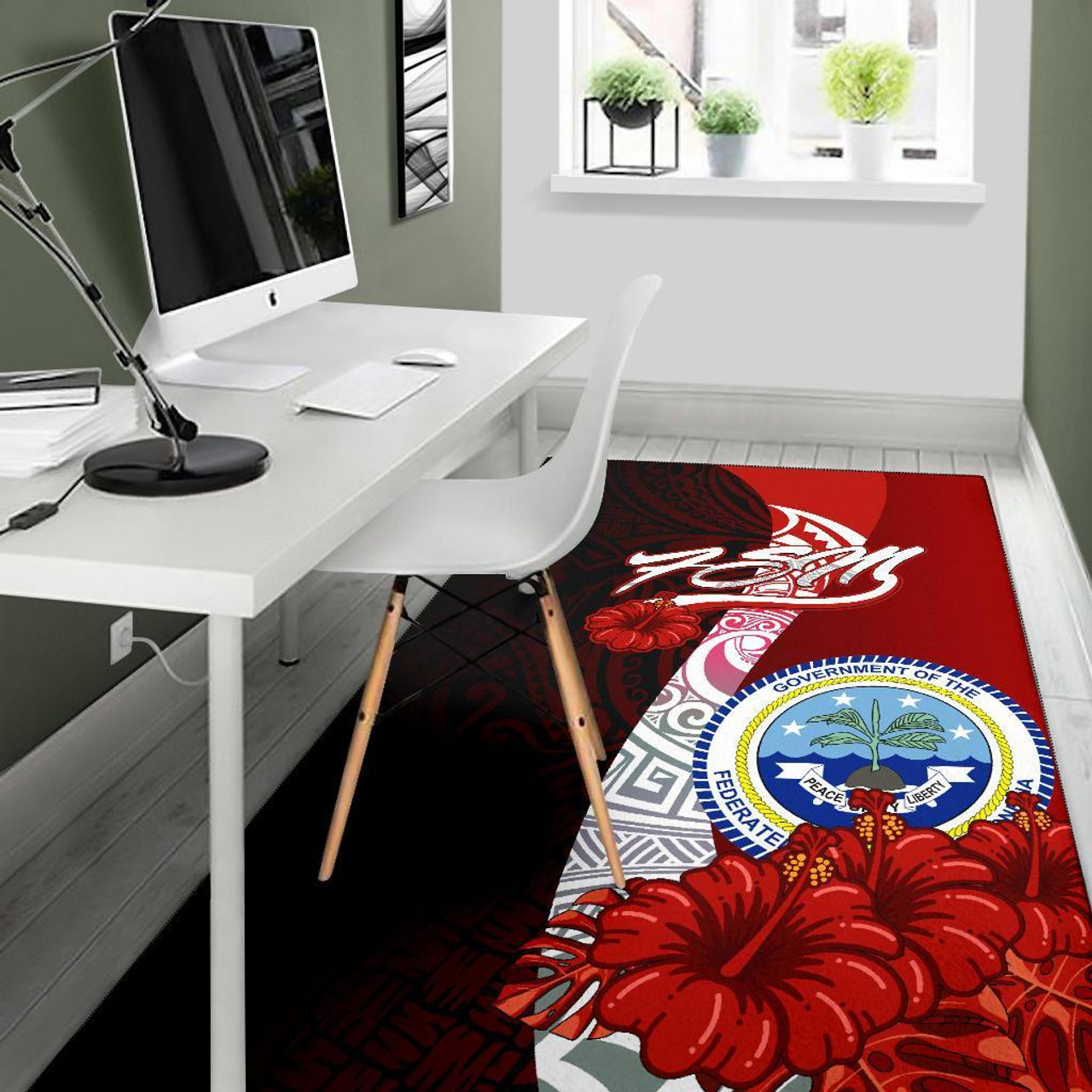 Federated States Of Micronesia Polynesian Area Rug - Coat Of Arm With Hibiscus Polynesian 5