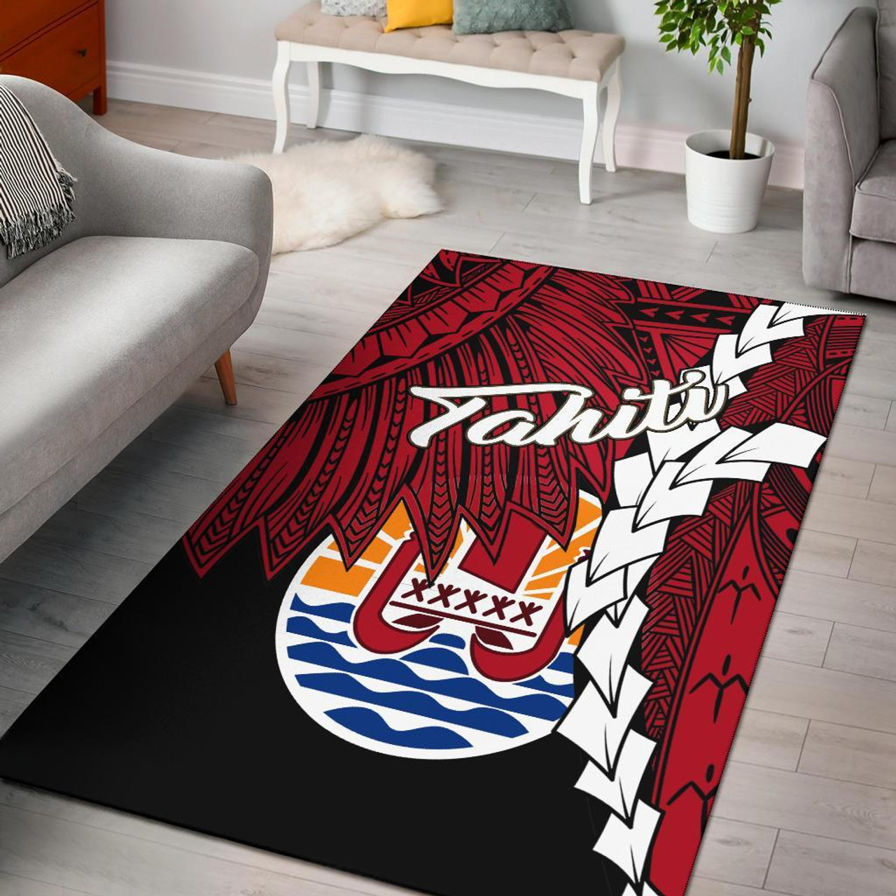 Tahiti Polynesian Are Rug - Tribal Wave Tattoo Flag Style Polynesian 1