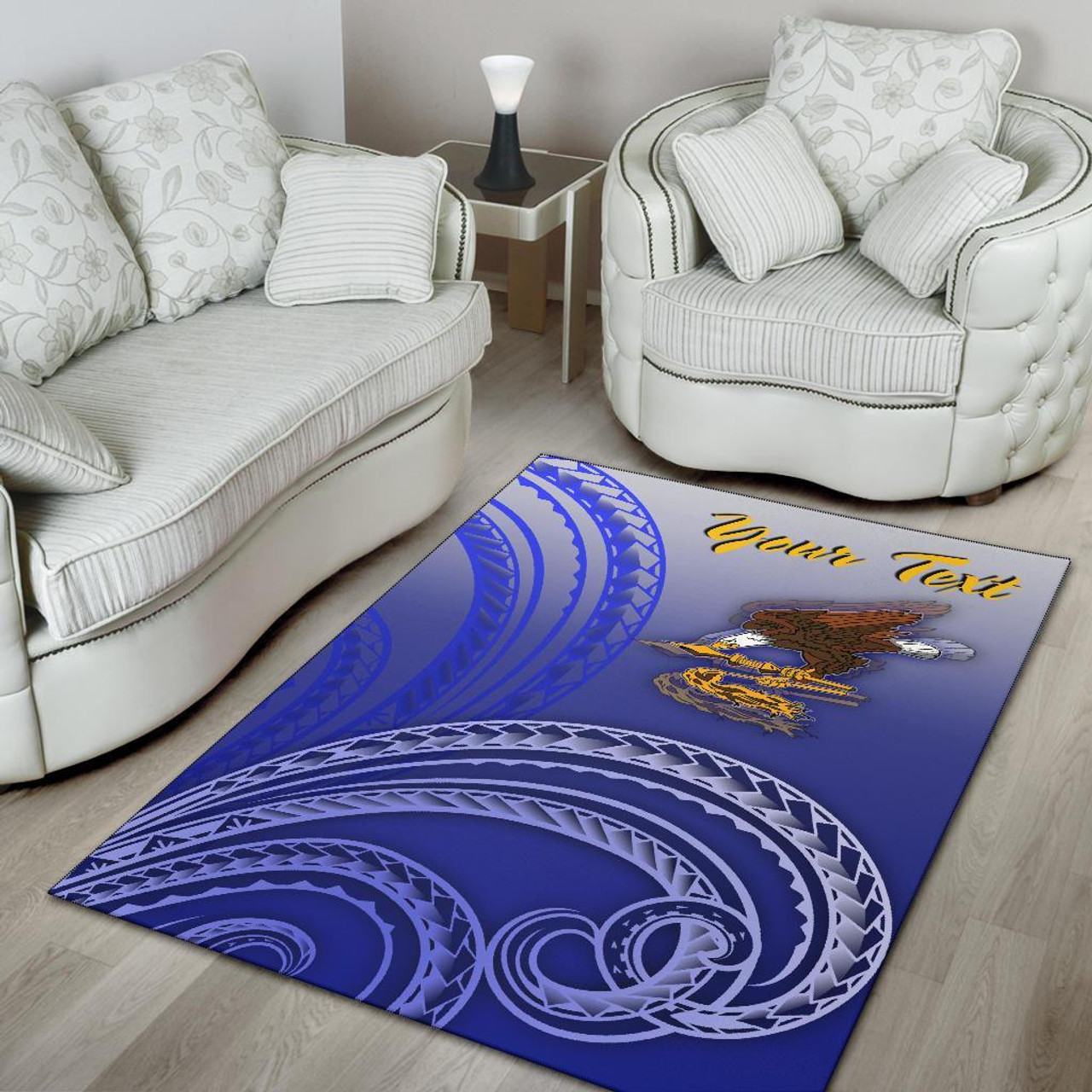 American Samoa Polynesian Custom Personalised Personalized Area Rug - Bald Eagle (Blue) Polynesian 4