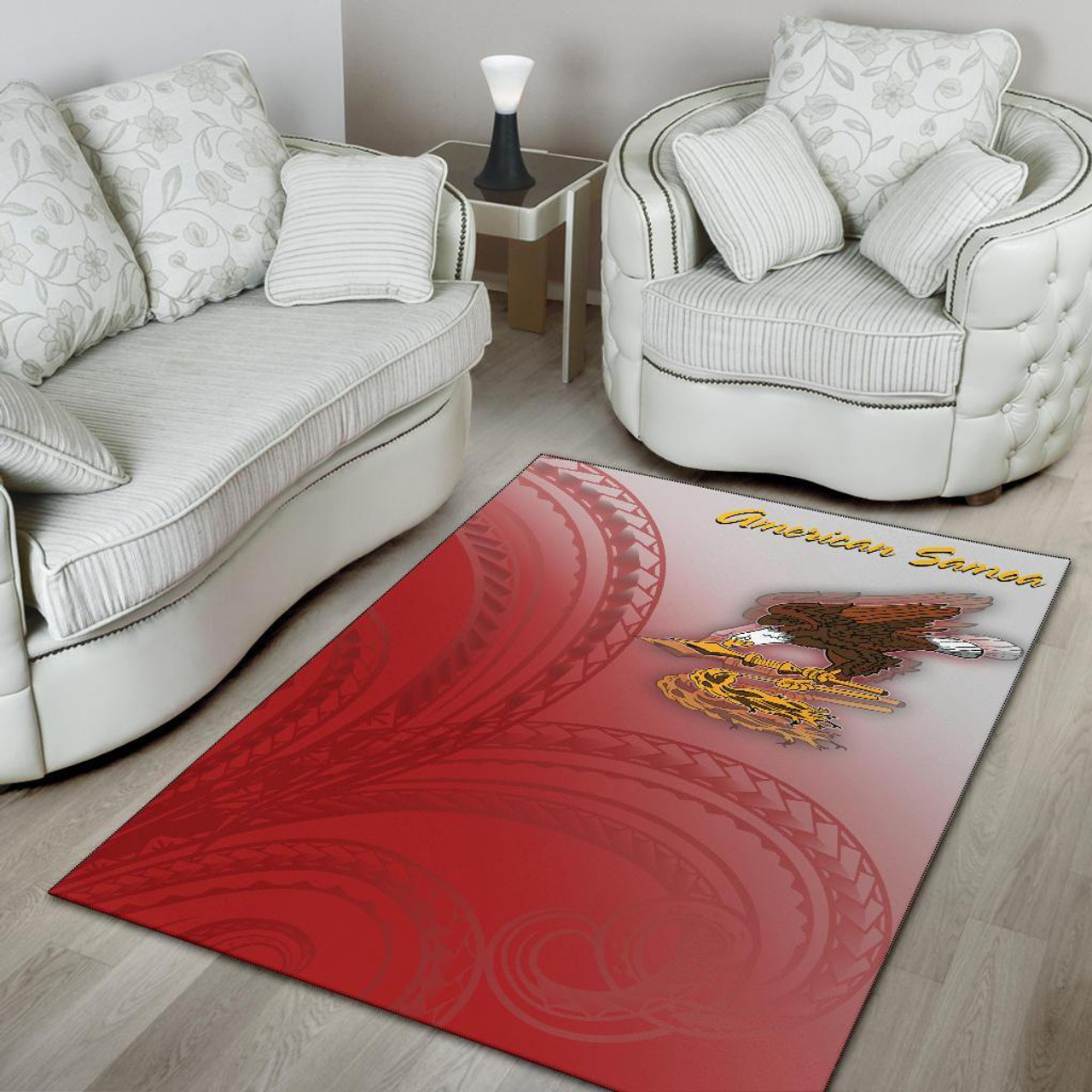 American Samoa Polynesian Area Rug - Bald Eagle (Red) Polynesian 4