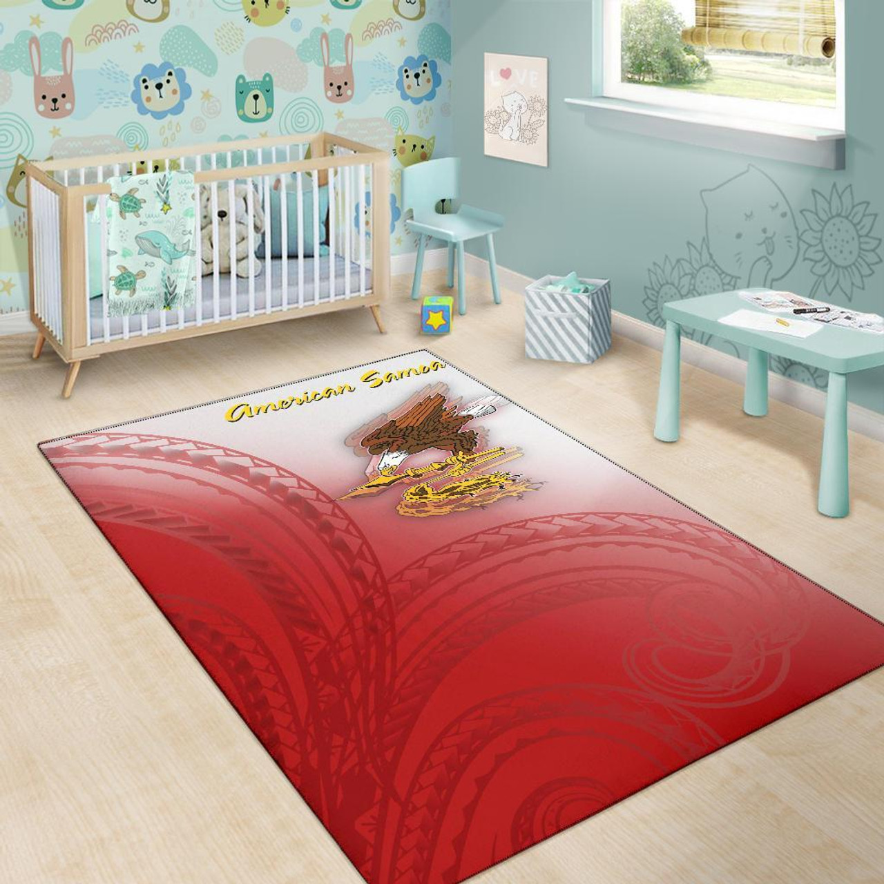 American Samoa Polynesian Area Rug - Bald Eagle (Red) Polynesian 6