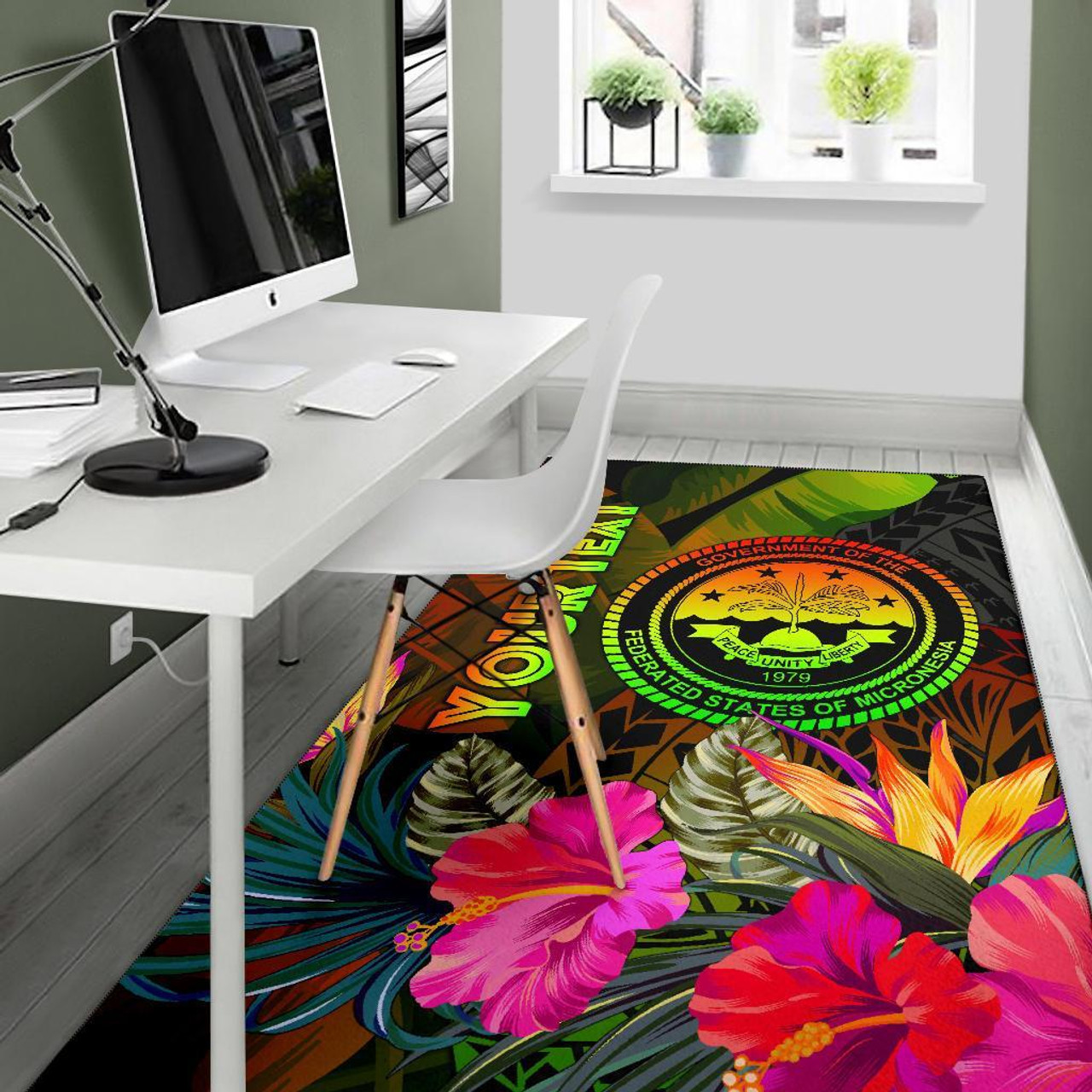 Federated States of Micronesia Polynesian Personalised Area Rug - Hibiscus and Banana Leaves Polynesian 5