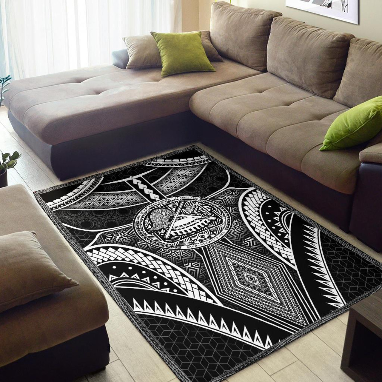 Polynesian Rugs - American Samoa Coat Of Arm With Poly Patterns Polynesian 2