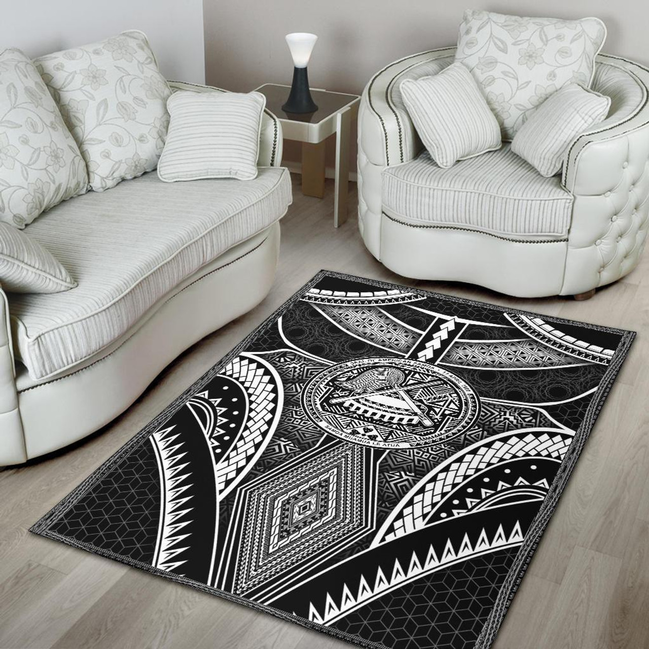 Polynesian Rugs - American Samoa Coat Of Arm With Poly Patterns Polynesian 4