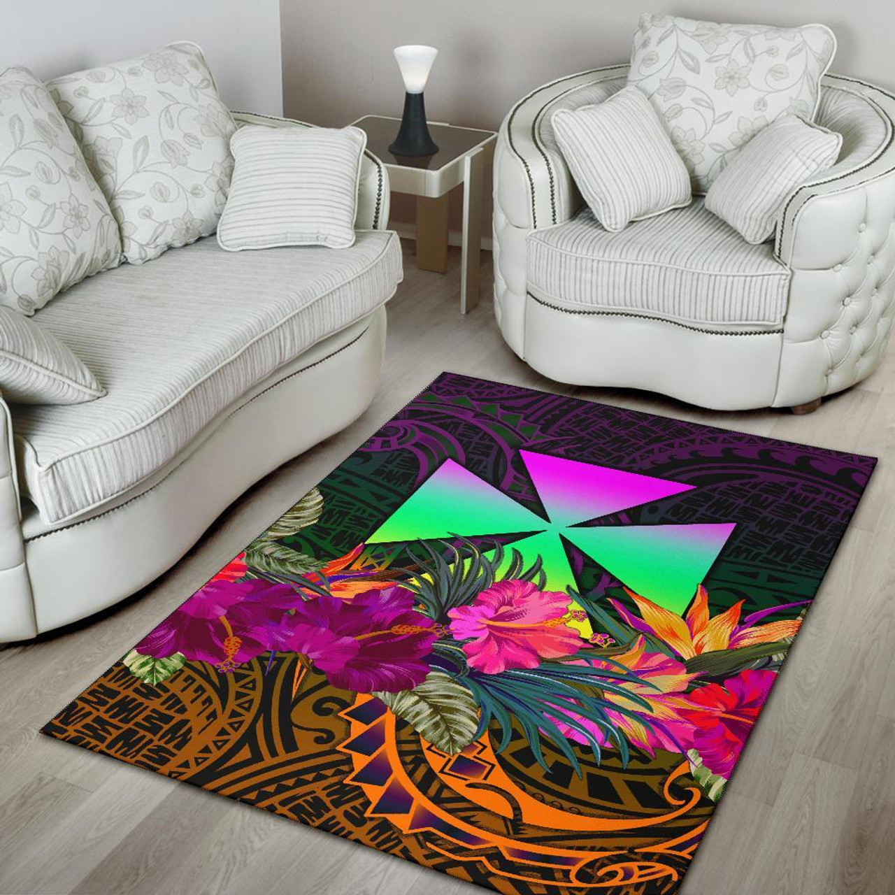 Wallis and Futuna Area Rug - Summer Hibiscus Polynesian 4