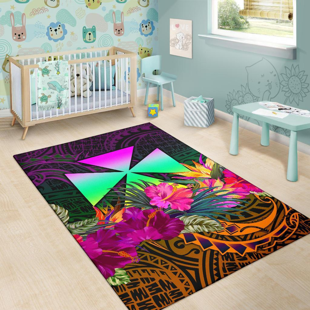 Wallis and Futuna Area Rug - Summer Hibiscus Polynesian 6