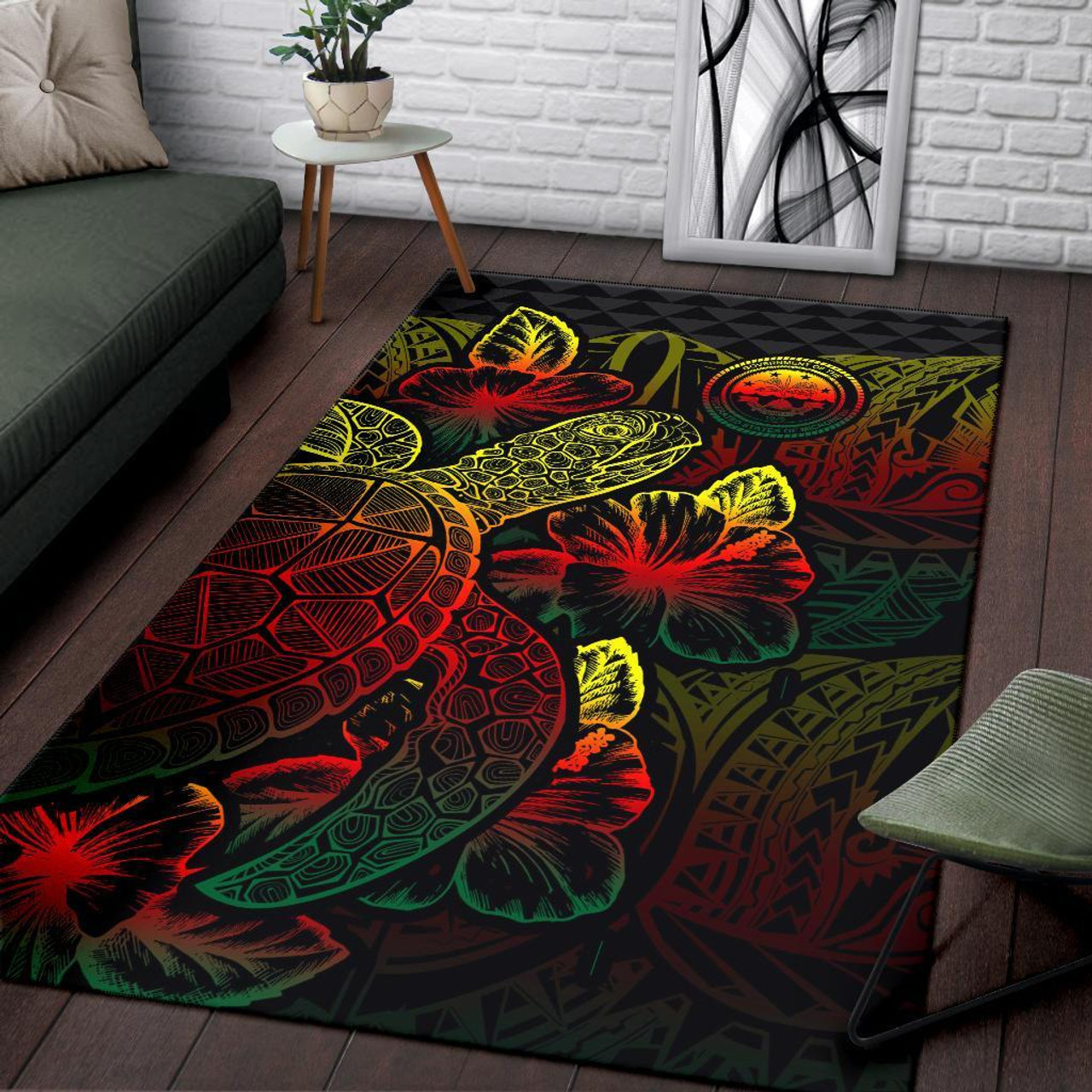 Federated States Of Micronesia Area Rugs Turtle Hibiscus Reggae Polynesian 3