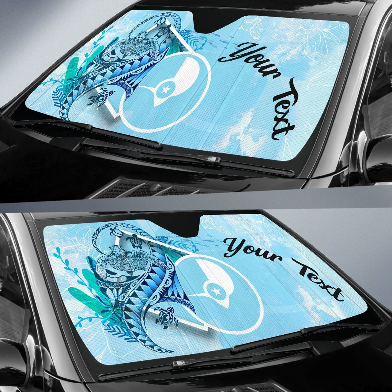 Yap State Auto Sun Shades - Custom Personalised Polynesian Turtle Under The Sea