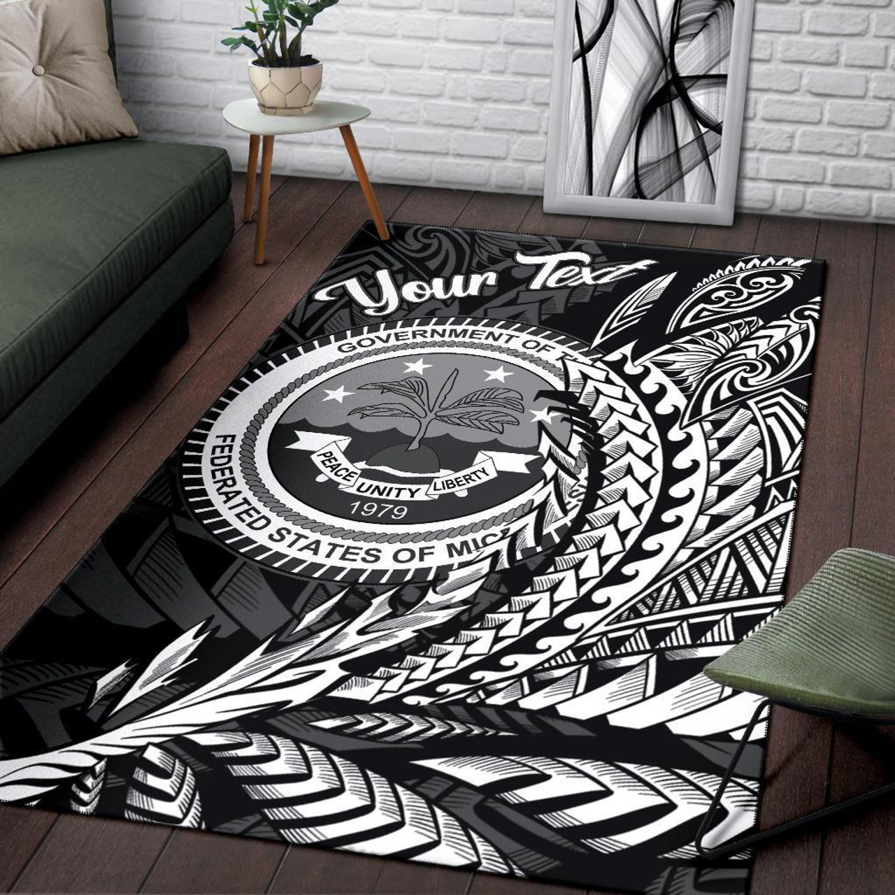 Federated States of Micronesia Area Rug - Custom Personalised Wings Style Polynesian 3