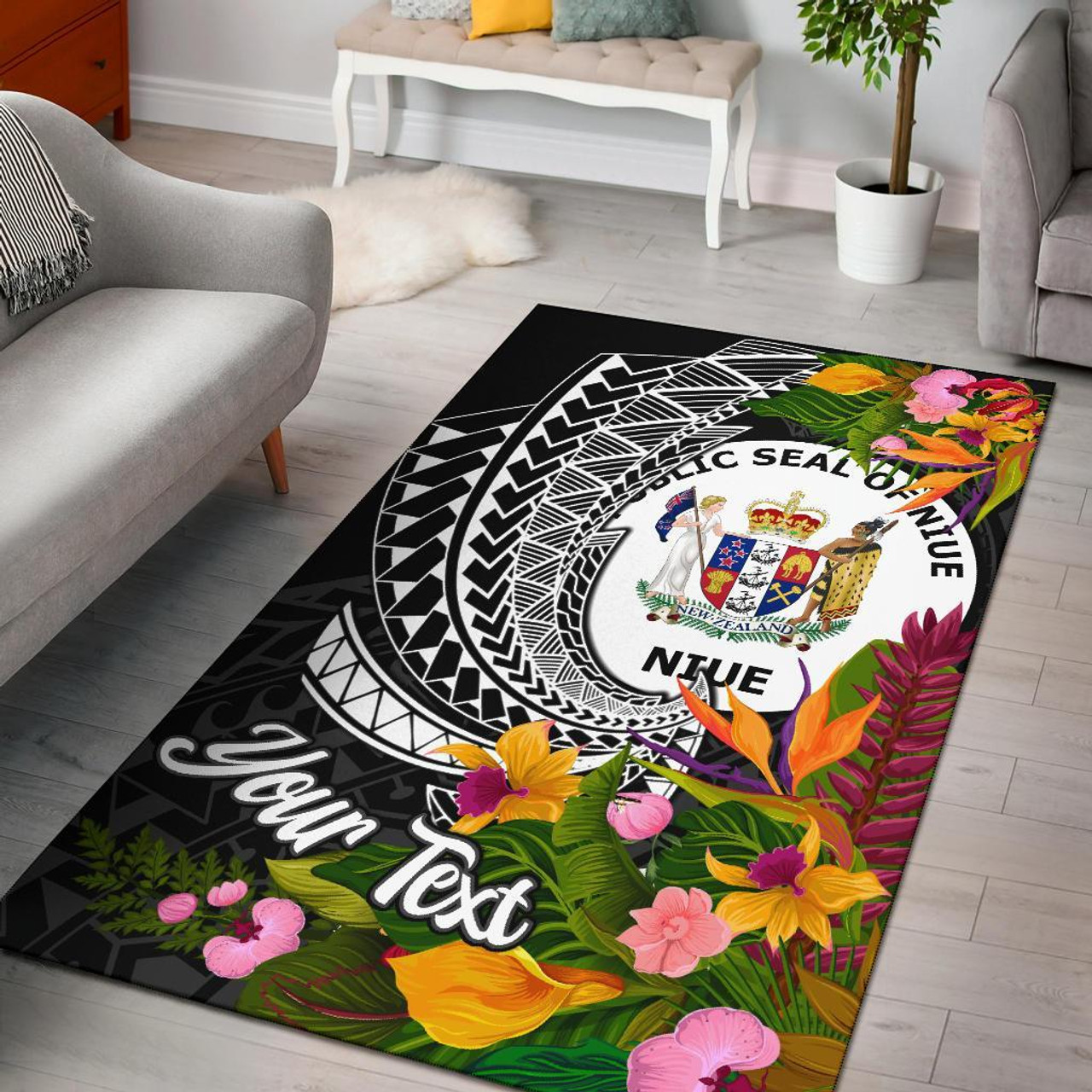 Niue Area Rug - Custom Personalised Seal Spiral Polynesian Patterns Polynesian 1